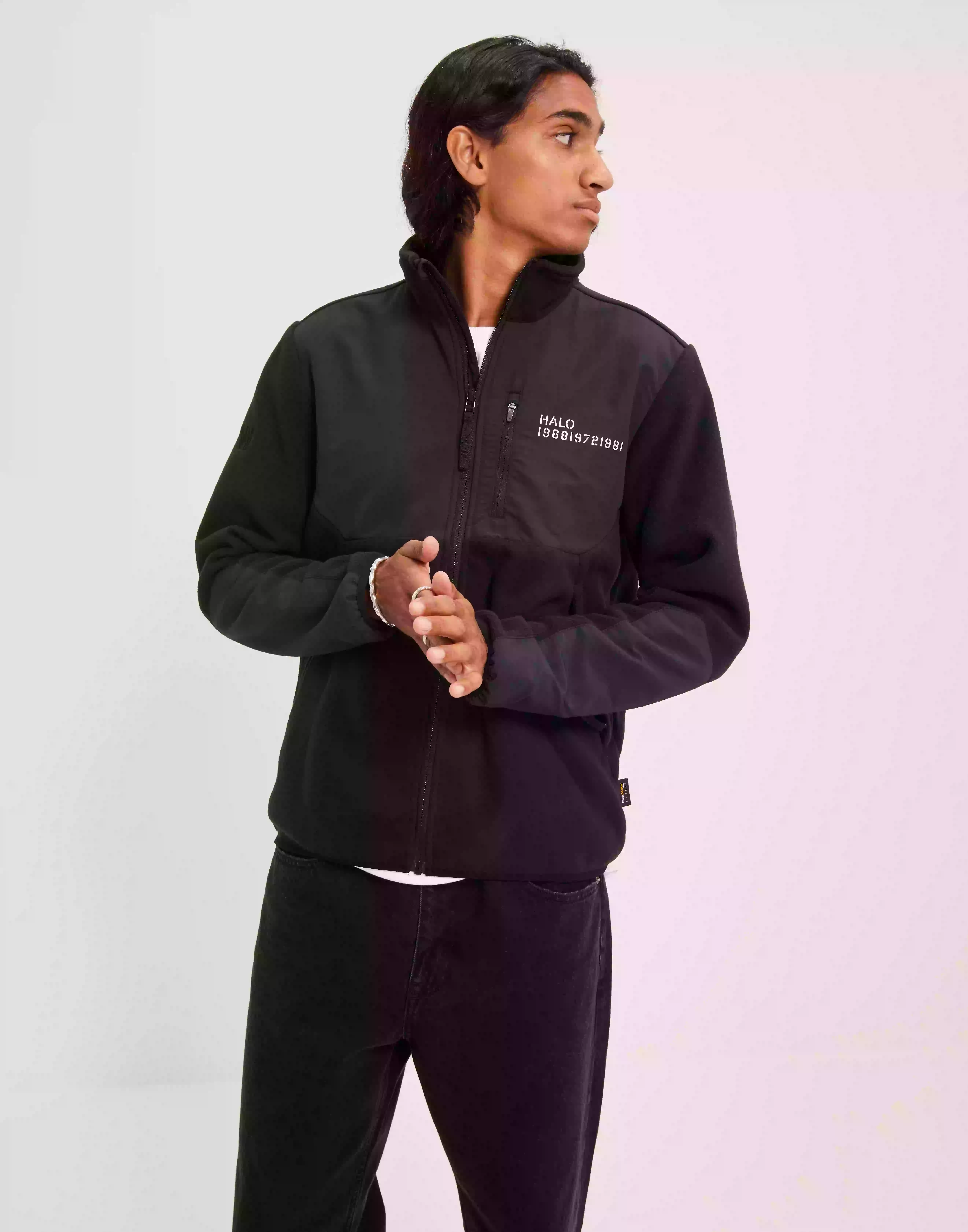 Halo Halo Blocked Zip Fleece Fleecejackor Black
