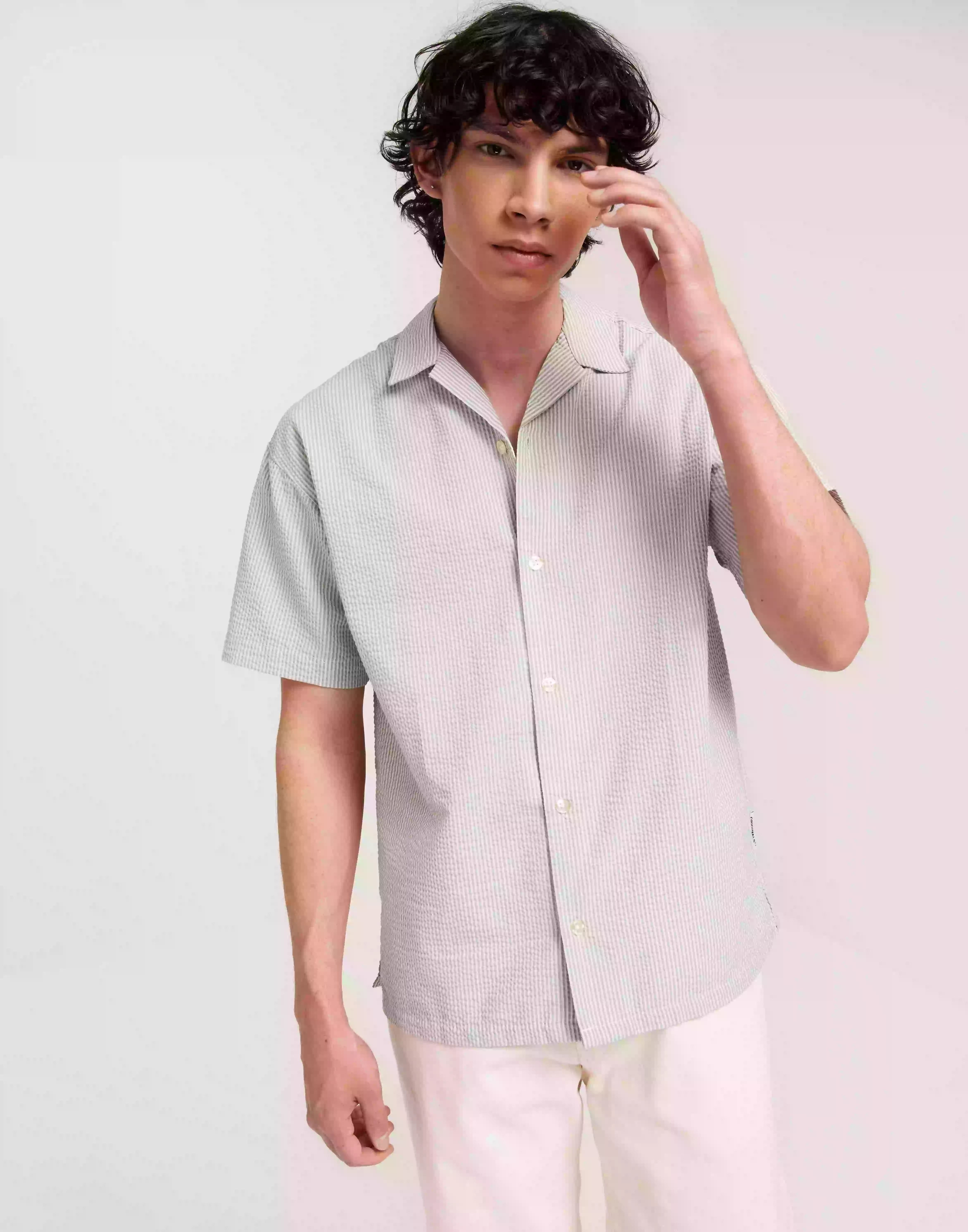 Jack & Jones Jorpalma Seersucker Shirt Ss Sn Kortärmade skjortor Slate Gray /