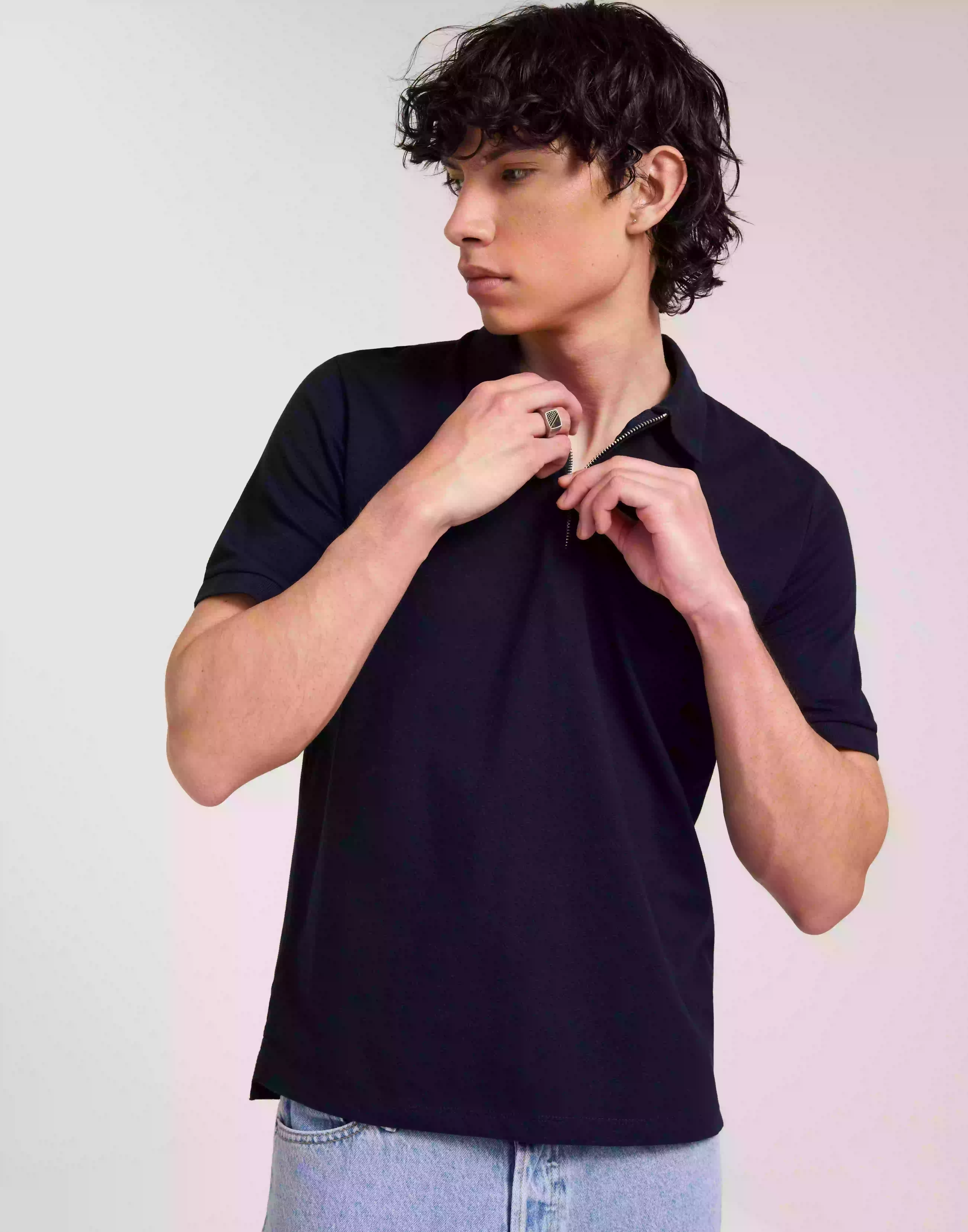 Jack & Jones Jprblascott Zip Ss Polo Sn Piké Navy Blazer