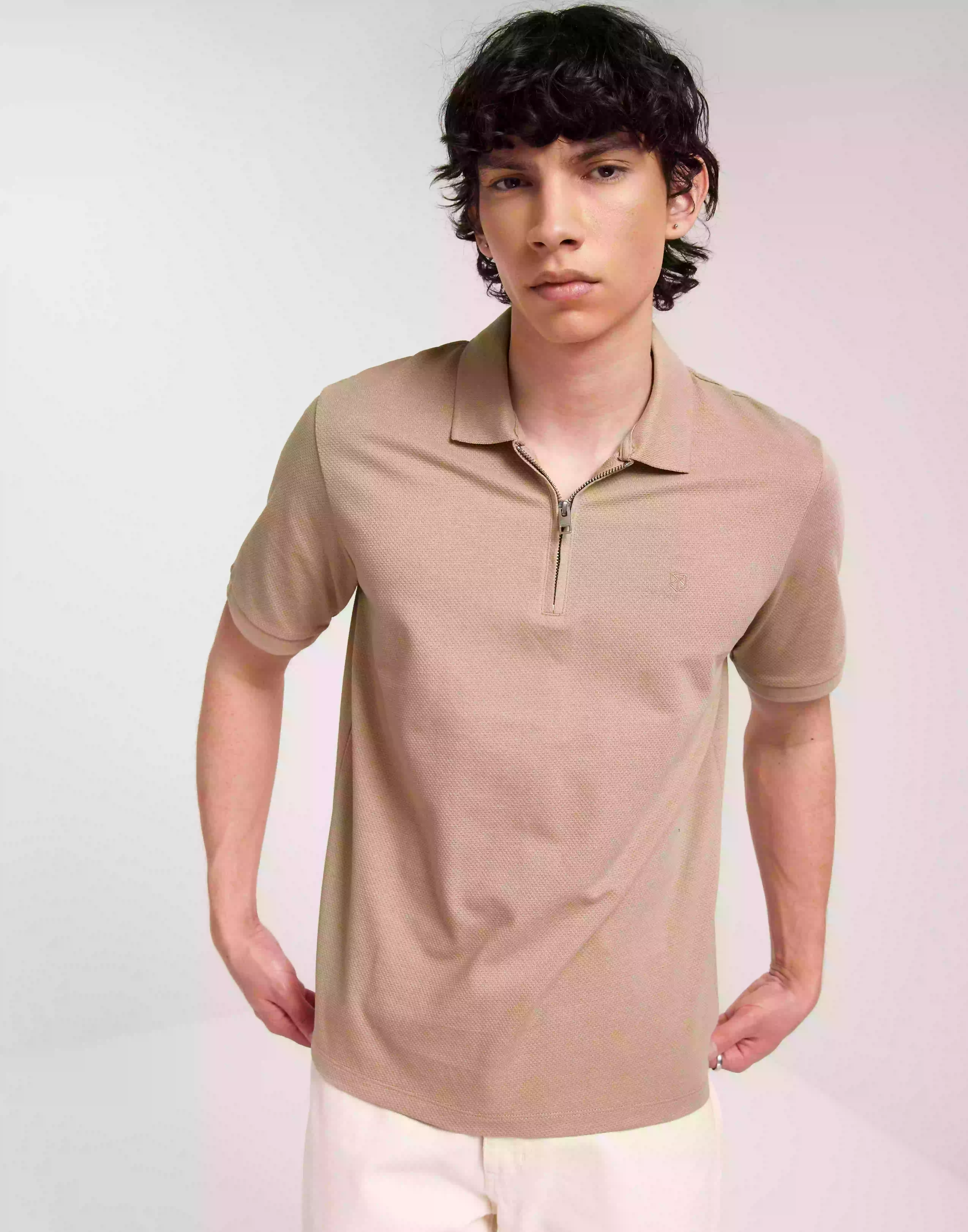 Jack & Jones Jprblascott Zip Ss Polo Sn Piké White Pepper