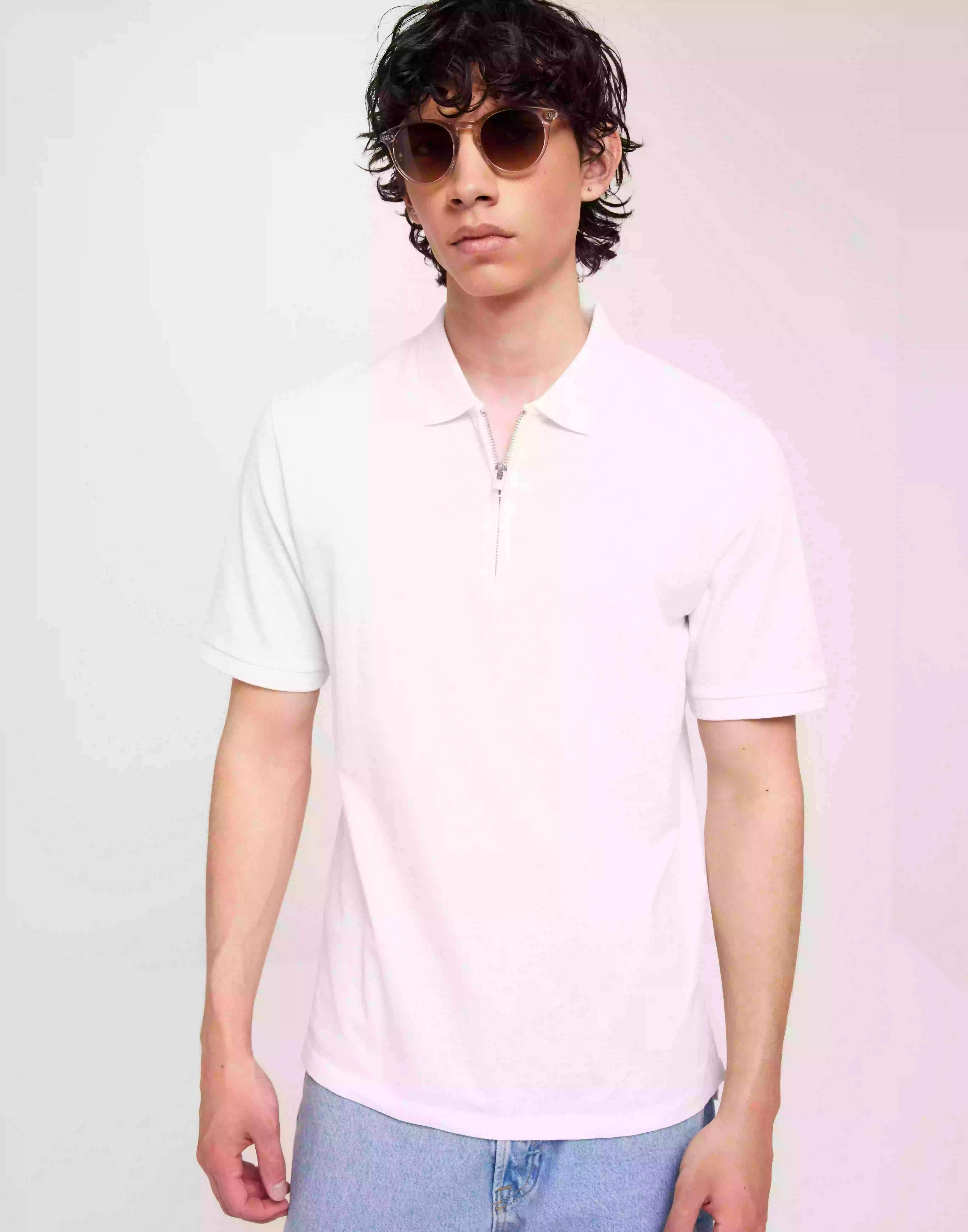 Jack & Jones Jprblascott Zip Ss Polo Sn Piké Bright White