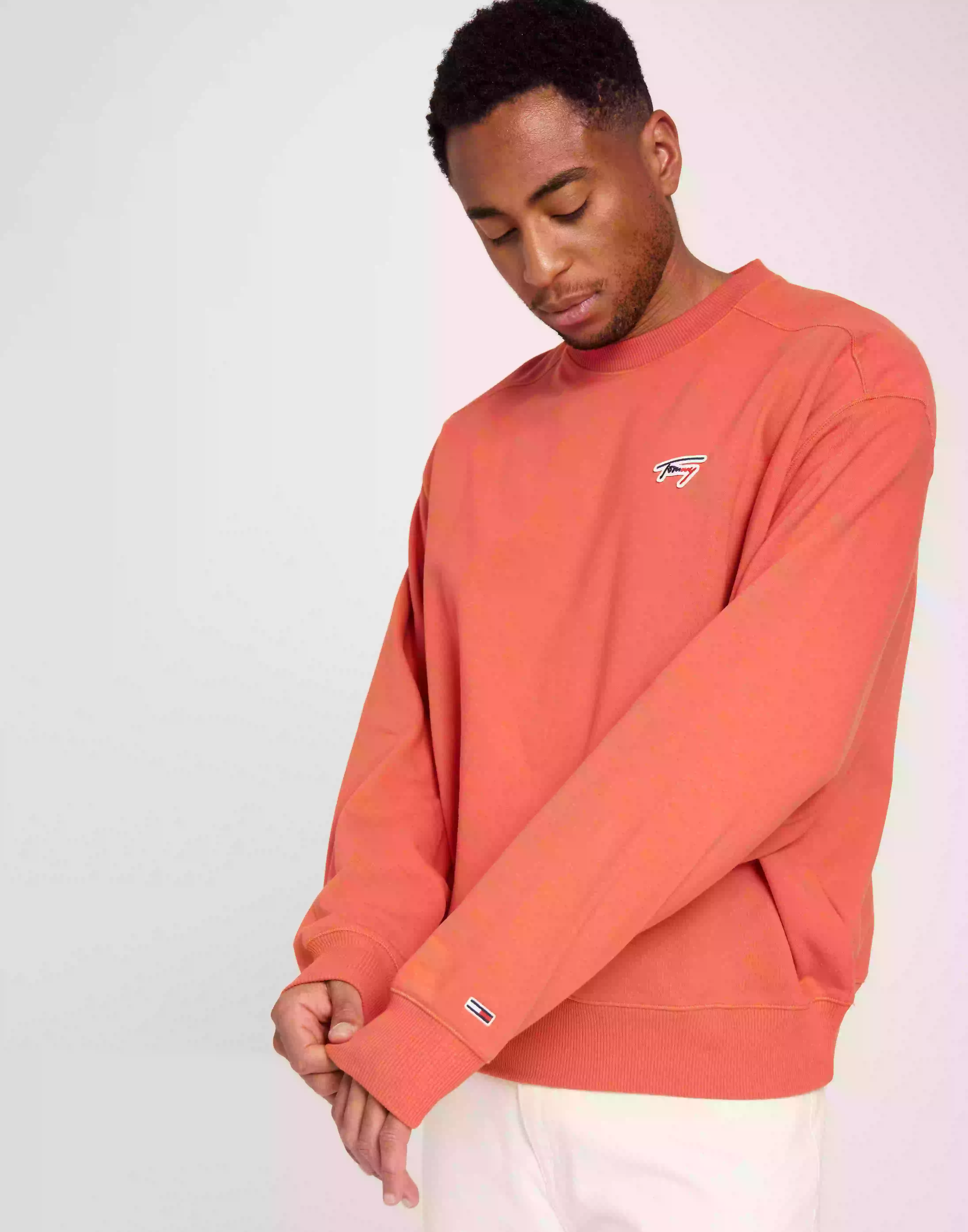 Tommy Jeans Tjm Boxy Signature Crew Sweatshirts Burnt Vermillion