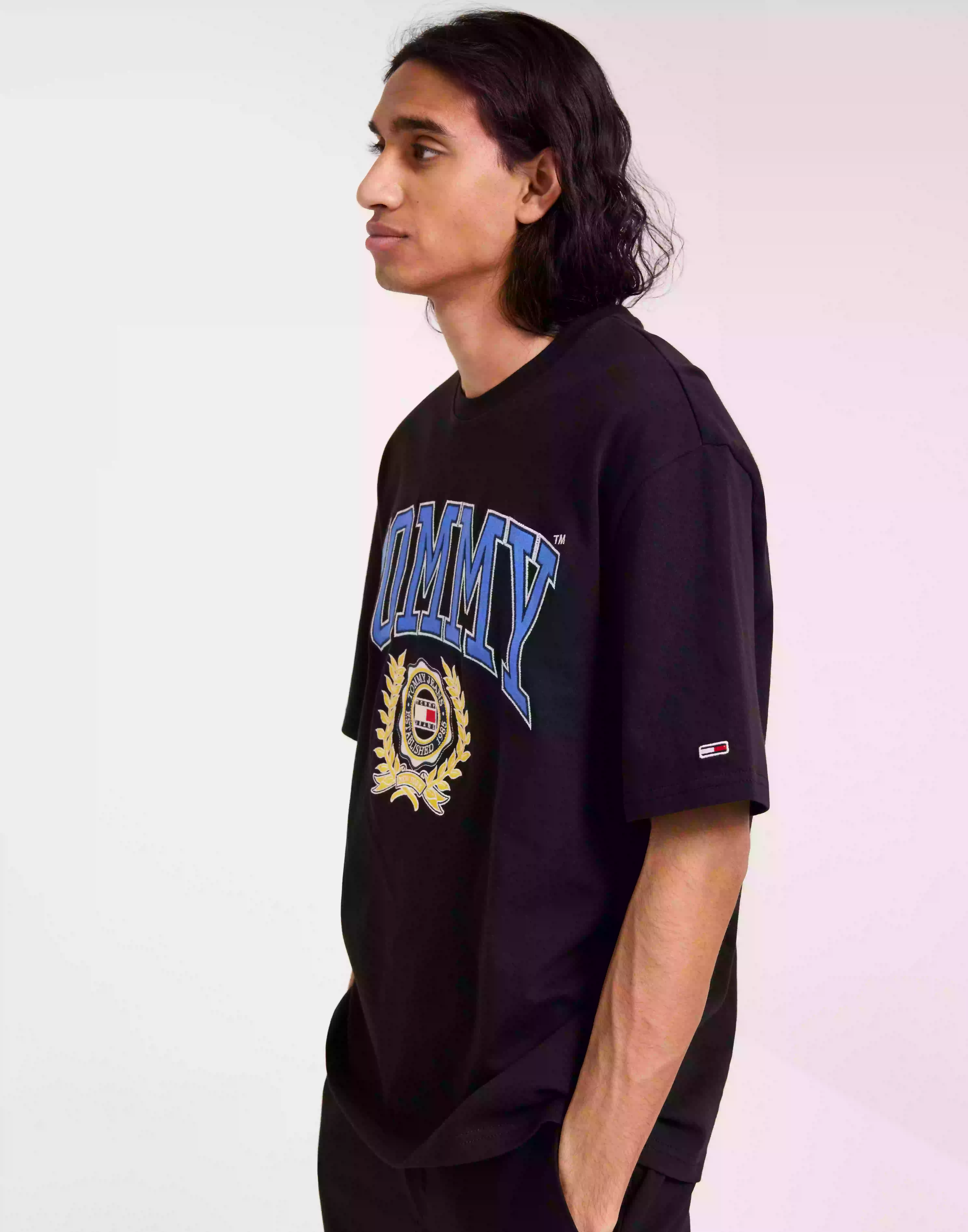 Tommy Jeans Tjm Sktr College Rwb Tee T-shirts med tryck Black