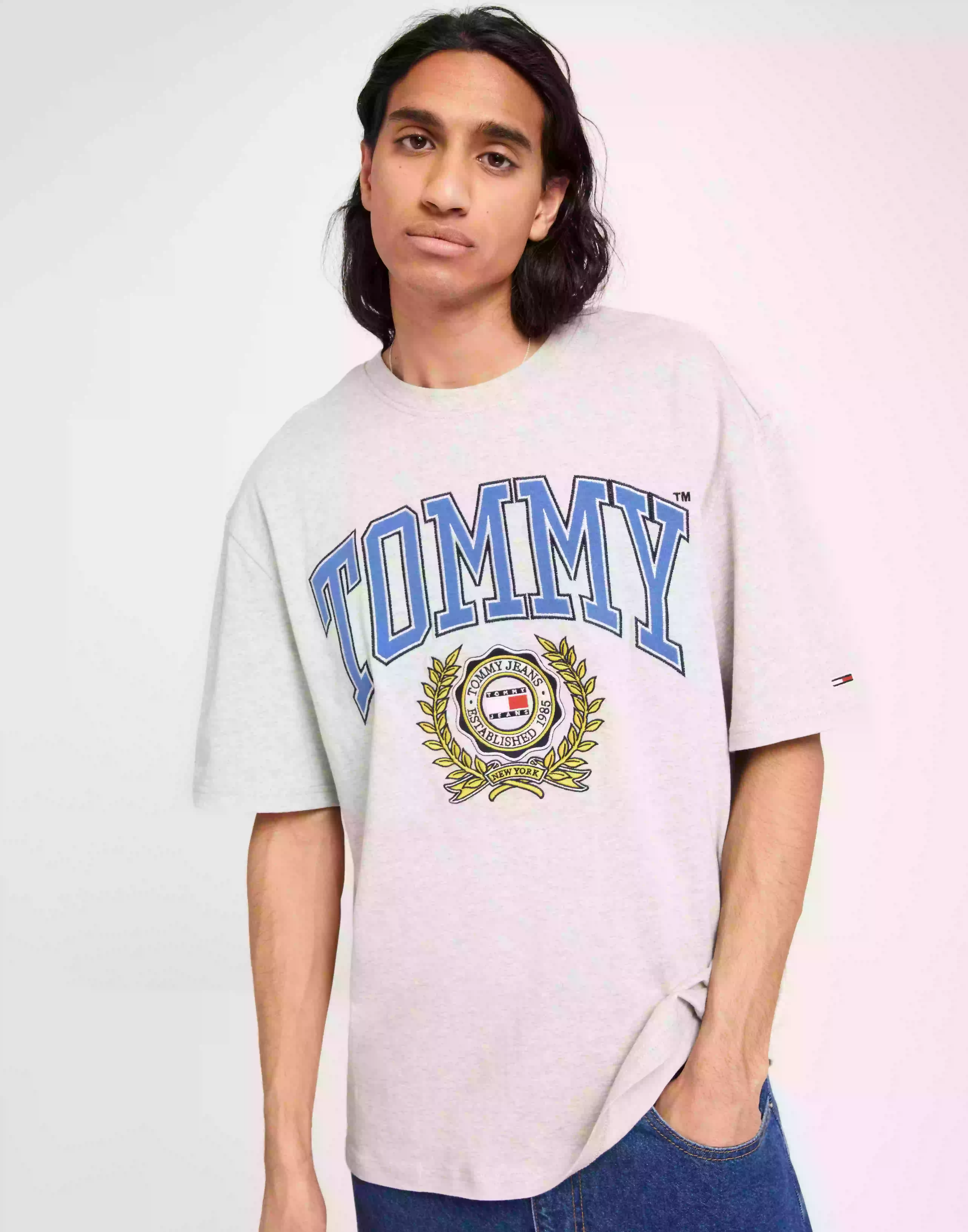 Tommy Jeans Tjm Sktr College Rwb Tee T-shirts med tryck Silver Grey Heather