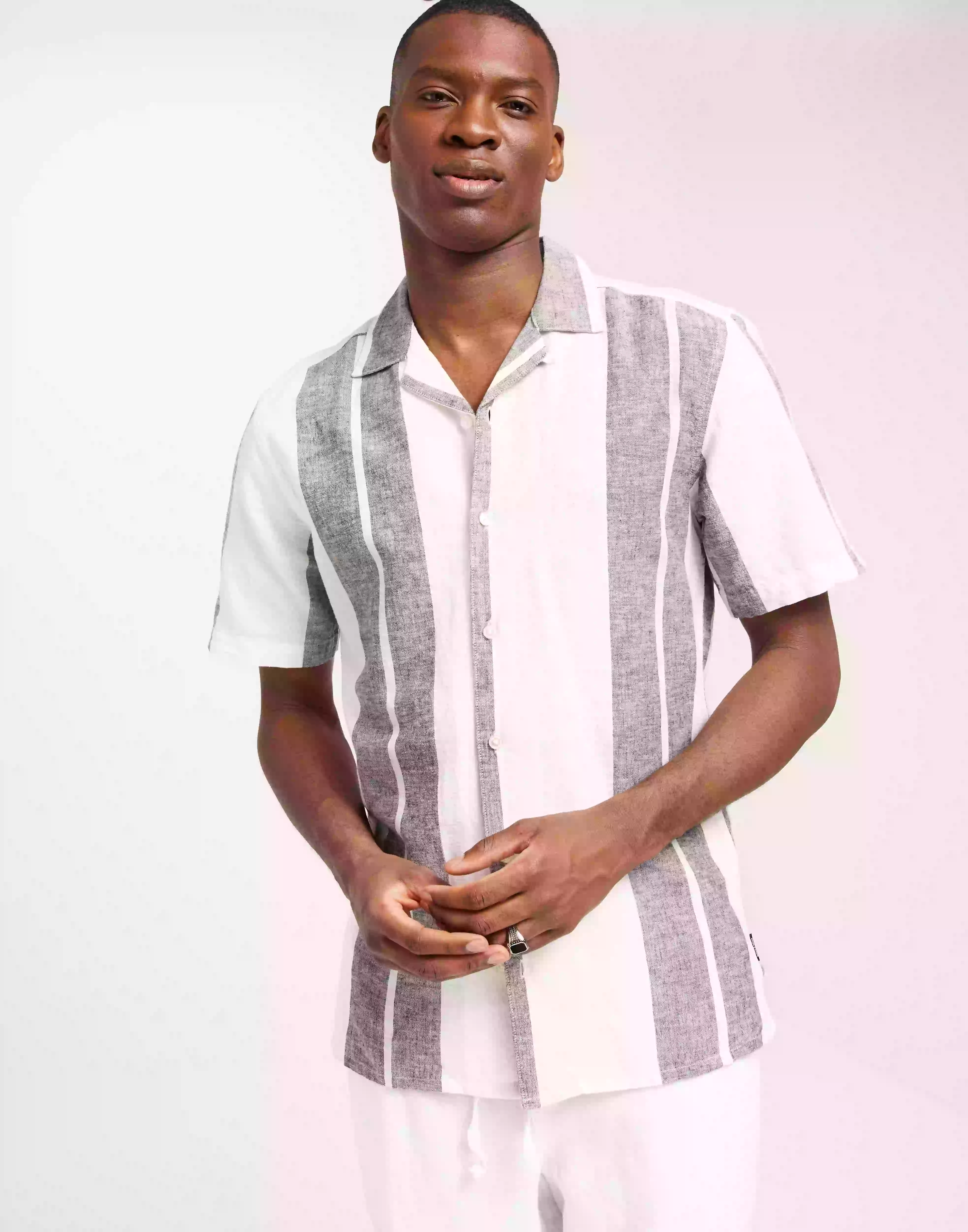 Only & Sons Onscaiden Ss Stripe Linen Resort Sh Linneskjortor Cloud Dancer