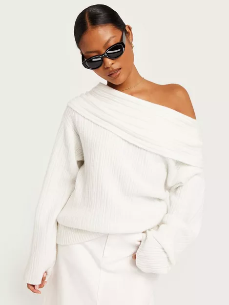 Buy Nelly Slouchy Rib Knit Sweater - Offwhite