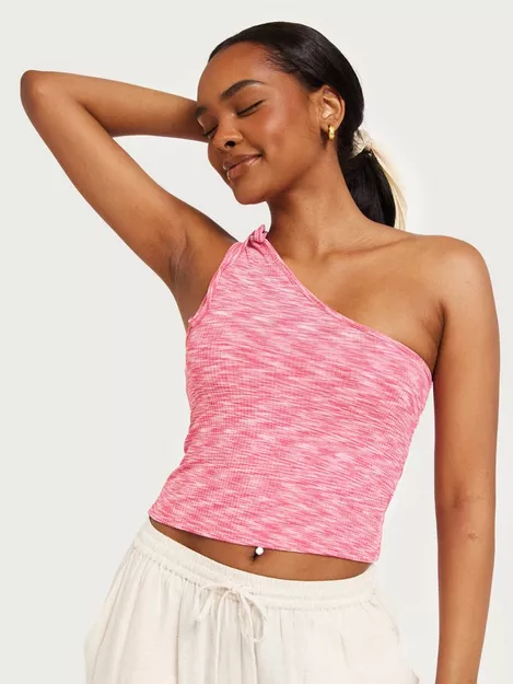 Buy Pieces PCLILLO ONE-SHOULDER TOP BC Shocking Pink Dye Melange | Nelly.com