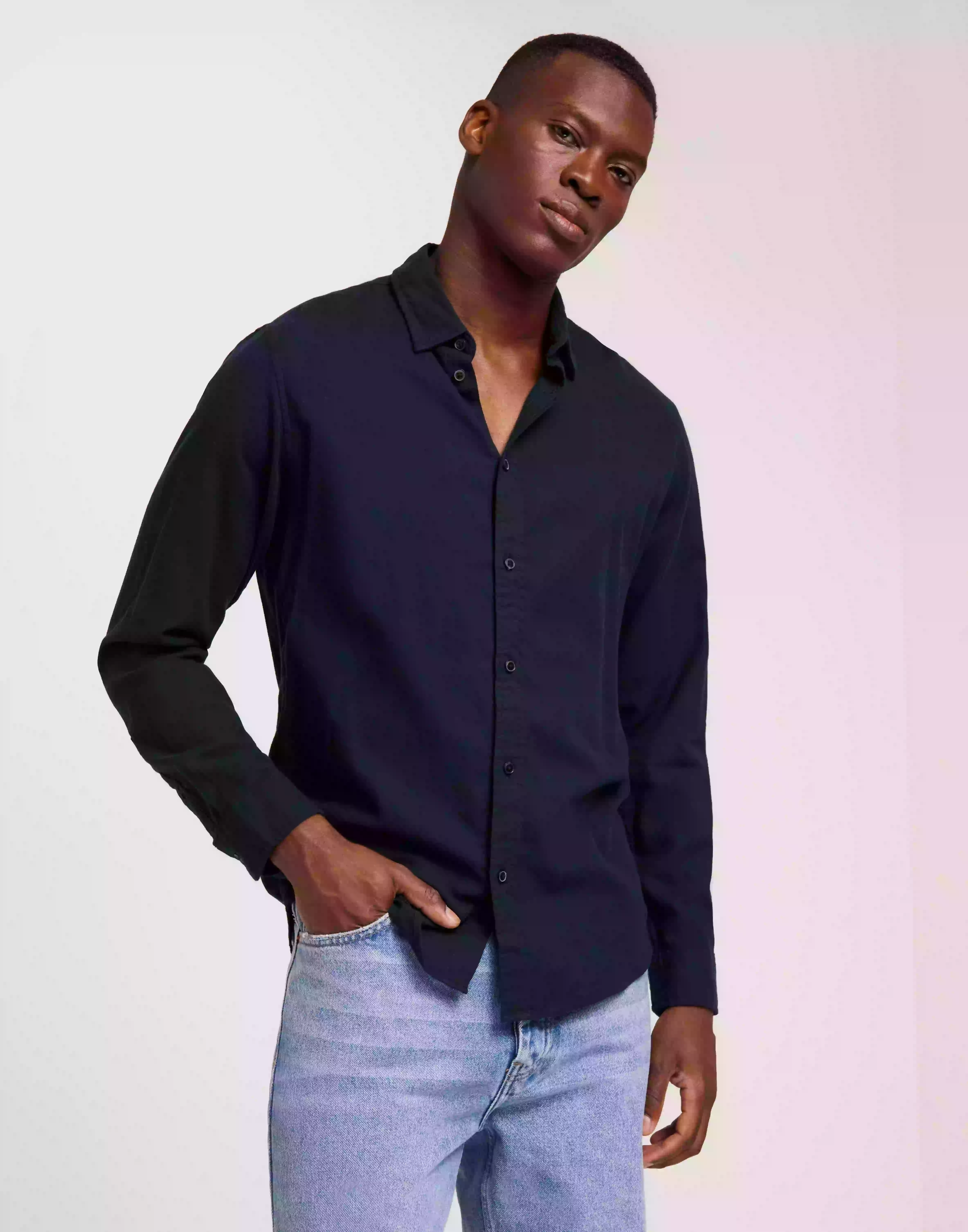 Selected Homme Slhslimowen-Flannel Shirt Ls Noos Flannelskjortor Dark Sapphire Solid