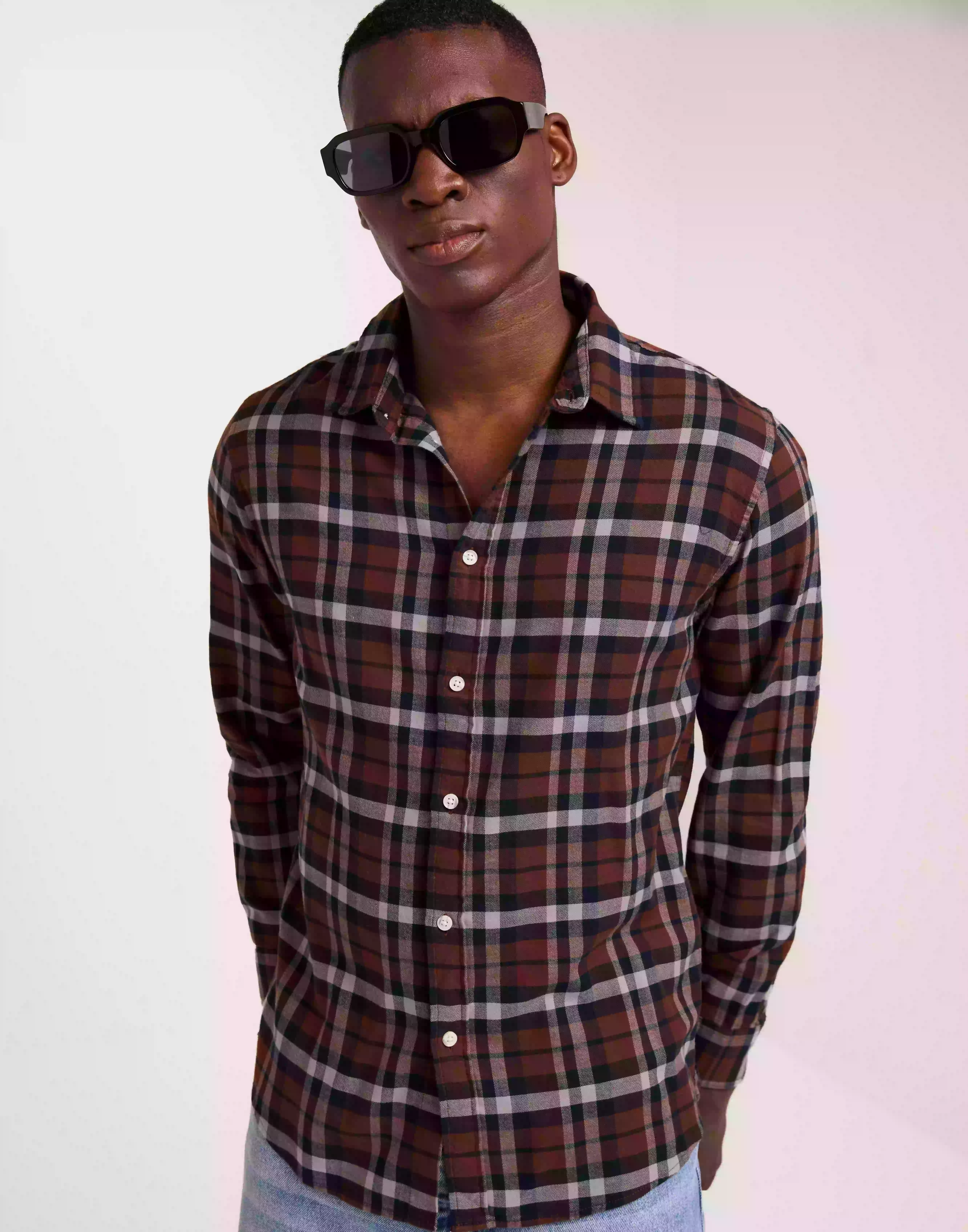 Selected Homme Slhslimowen-Flannel Shirt Ls Noos Flannelskjortor Burnt Henna Squares