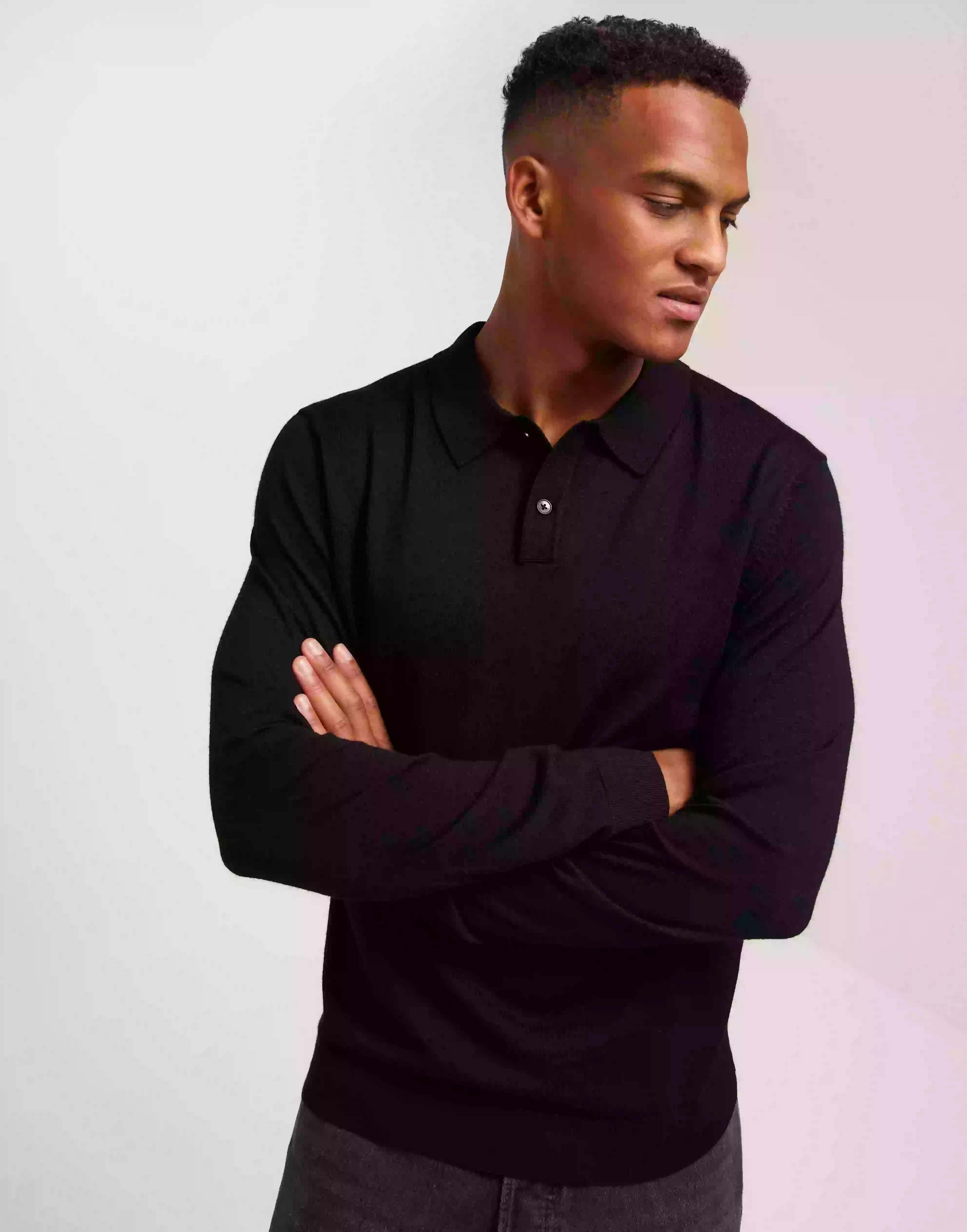 Selected Homme Slhtown Merino Coolmax Knit Polo No Långärmad piké Black