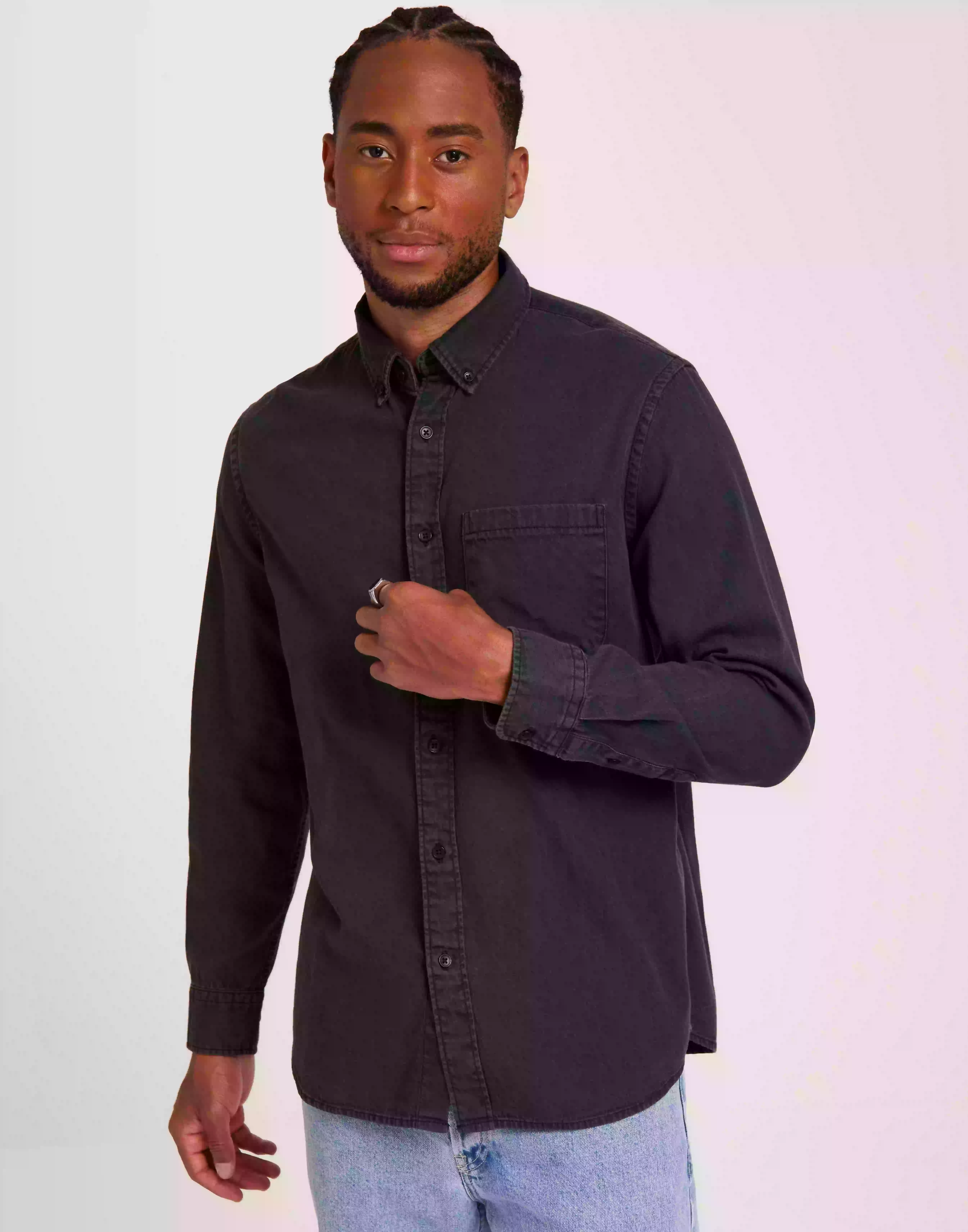 Selected Homme Slhregrick-Denim-New Shirt Ls Jeansskjorter Black Denim