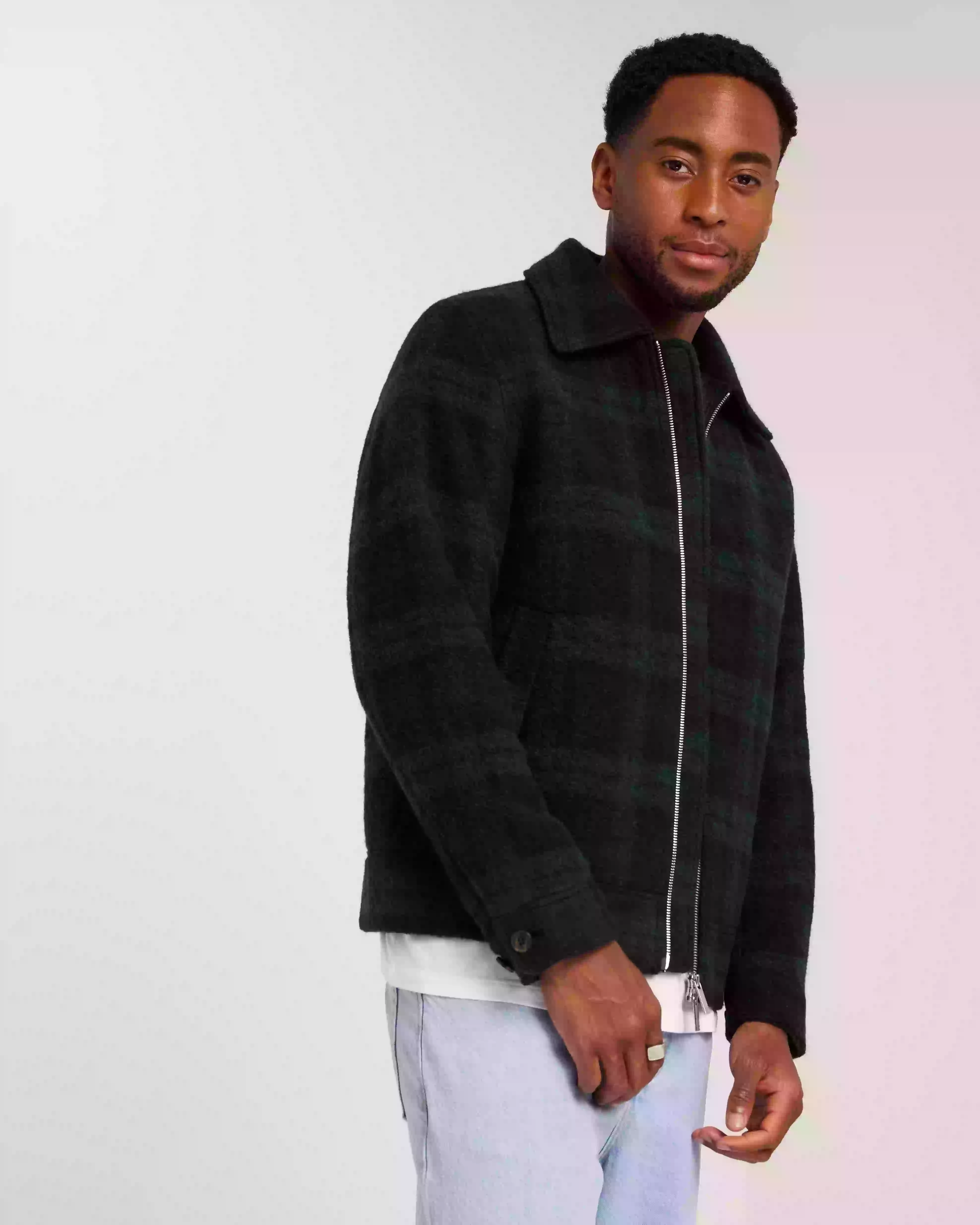 Selected Homme Slhmarlon Wool Blouson W Skjortjackor Stretch Limo Green/Blue/Black