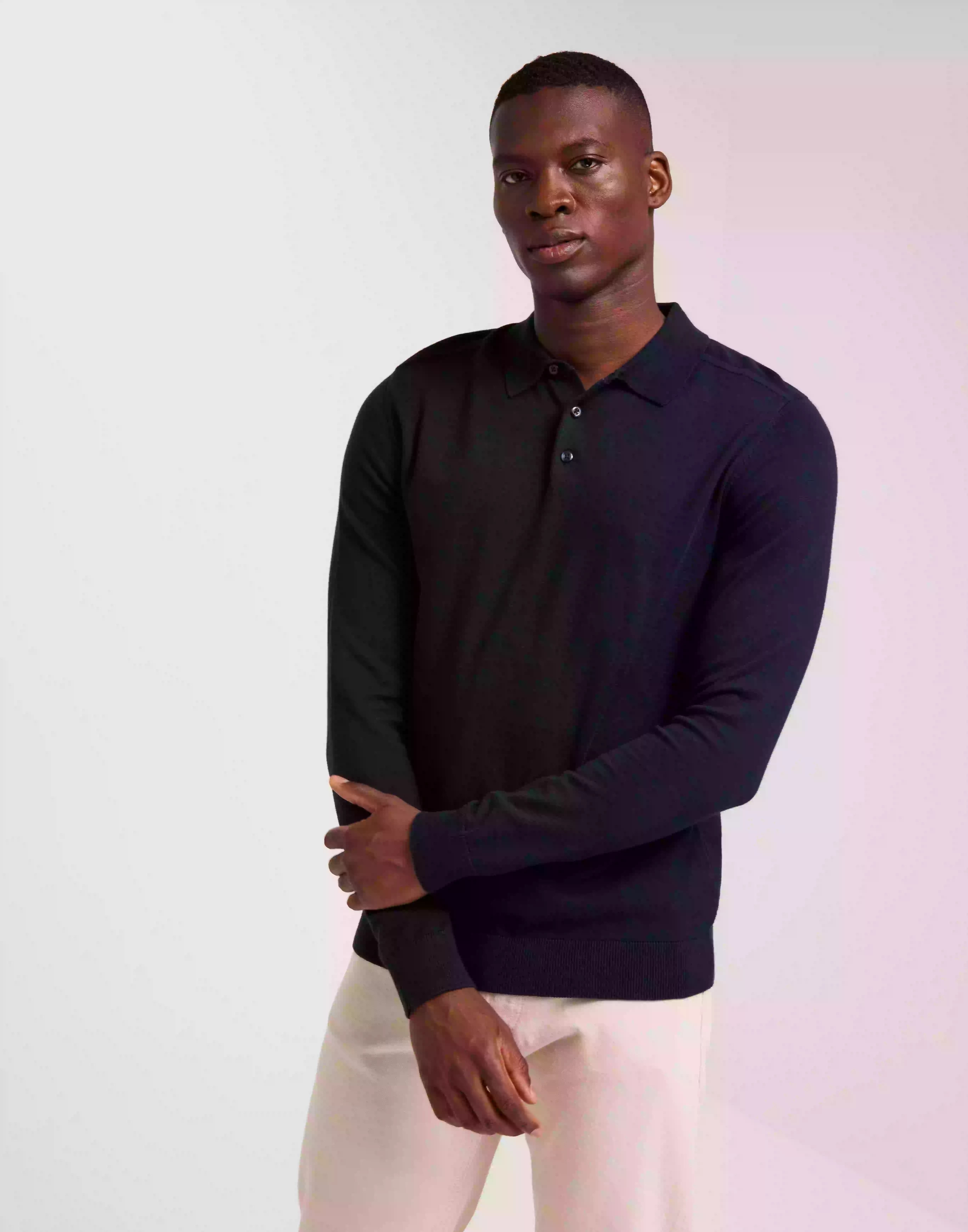 Selected Homme Slhberg Ls Knit Polo Noos Strikkegensere Navy Blazer Melange