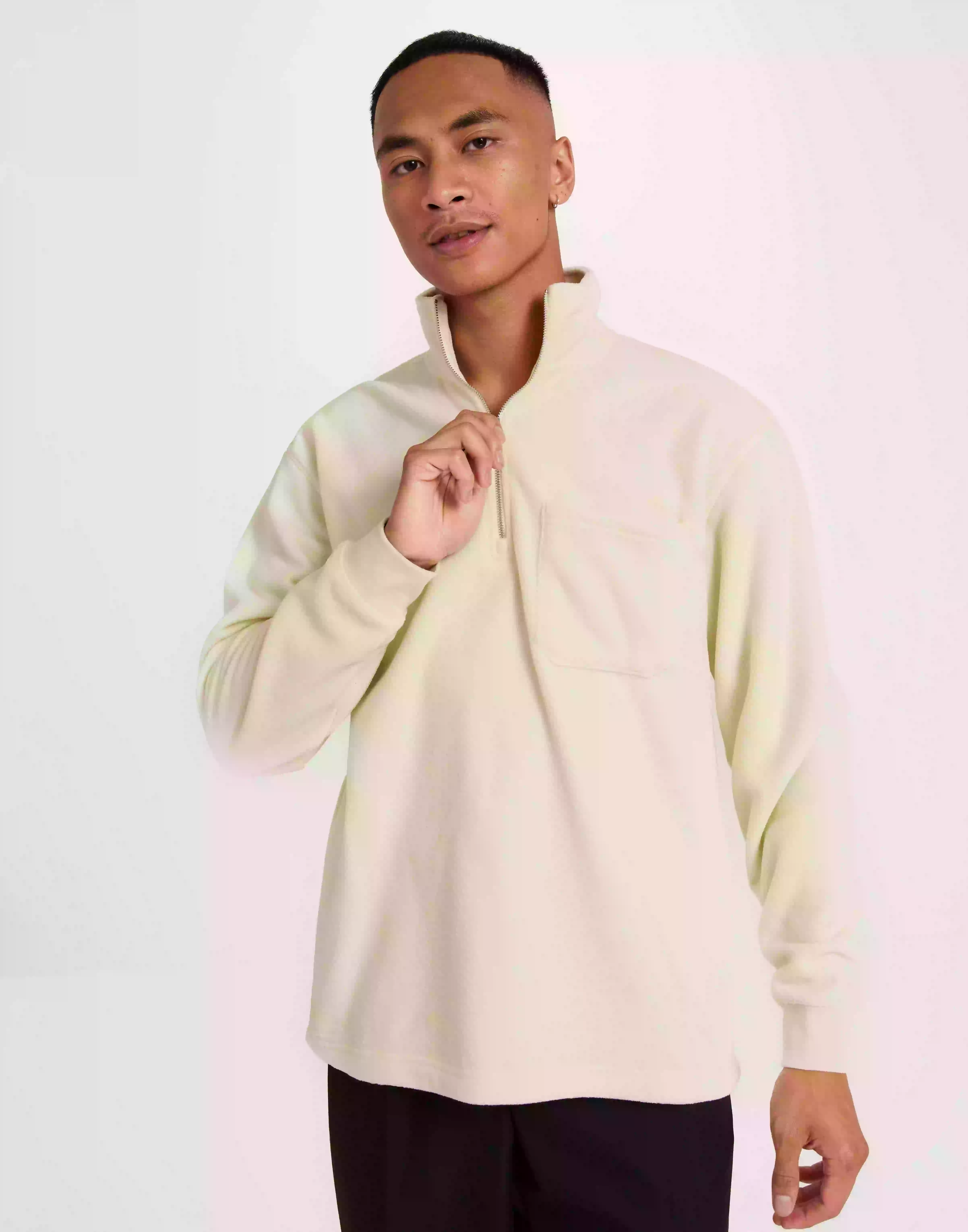 Selected Homme Slhrelaxgotler Fleece Half-Zip Swea Fleecetröjor Egret