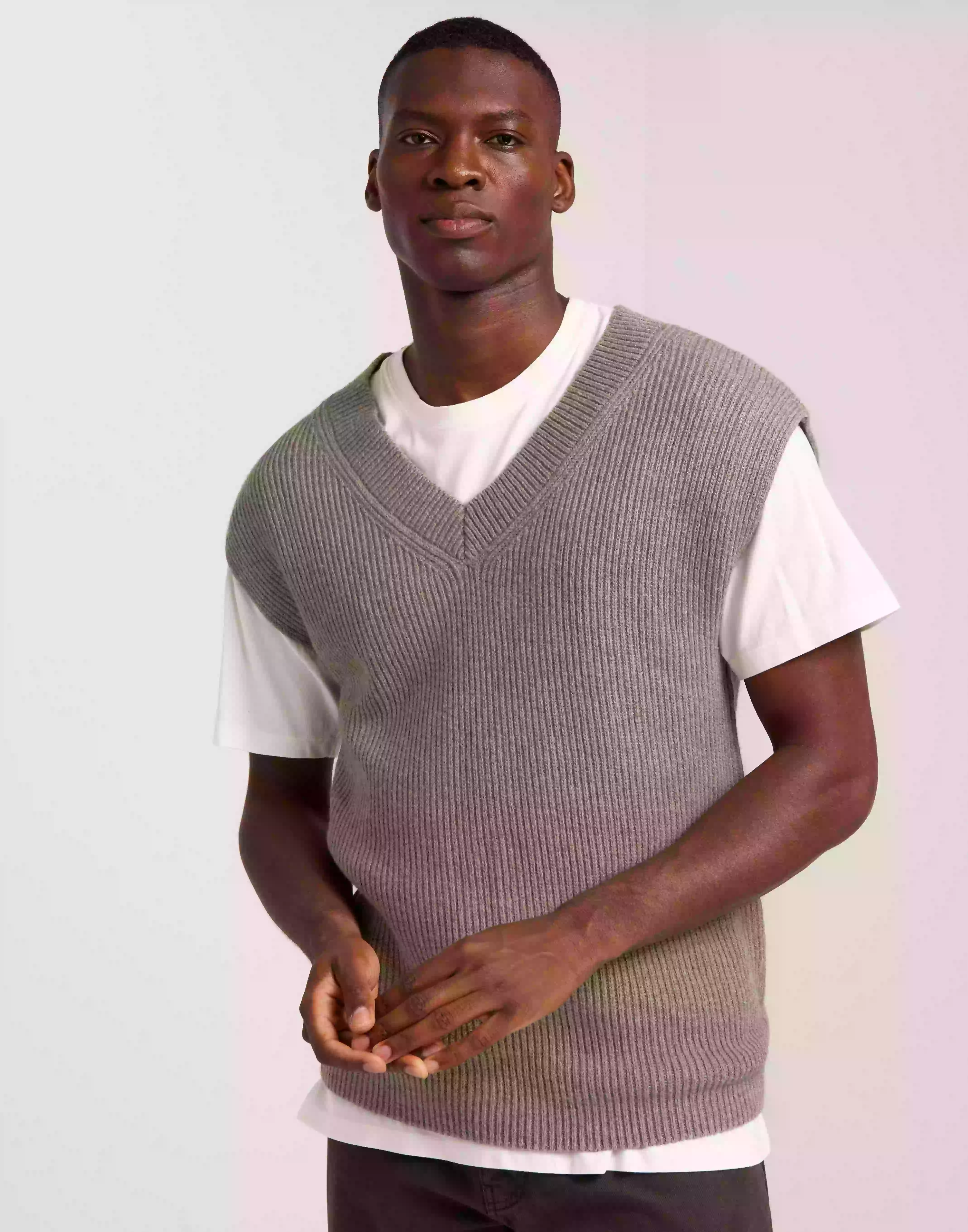 Selected Homme Slhronn Relaxed Knit Vest B Stickade västar Chinchilla Melange