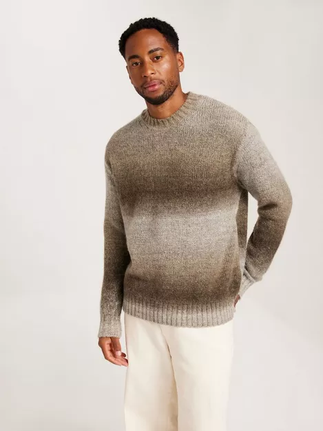 Homme Multi SLHGAARD NECK RELAXED - NLYMAN KNIT LS | Selected Buy Color Chinchilla CREW