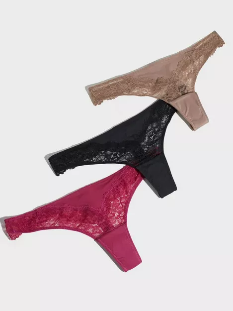 Victoria's Secret Pink Logo Elastic Lace Thong Panty for Women