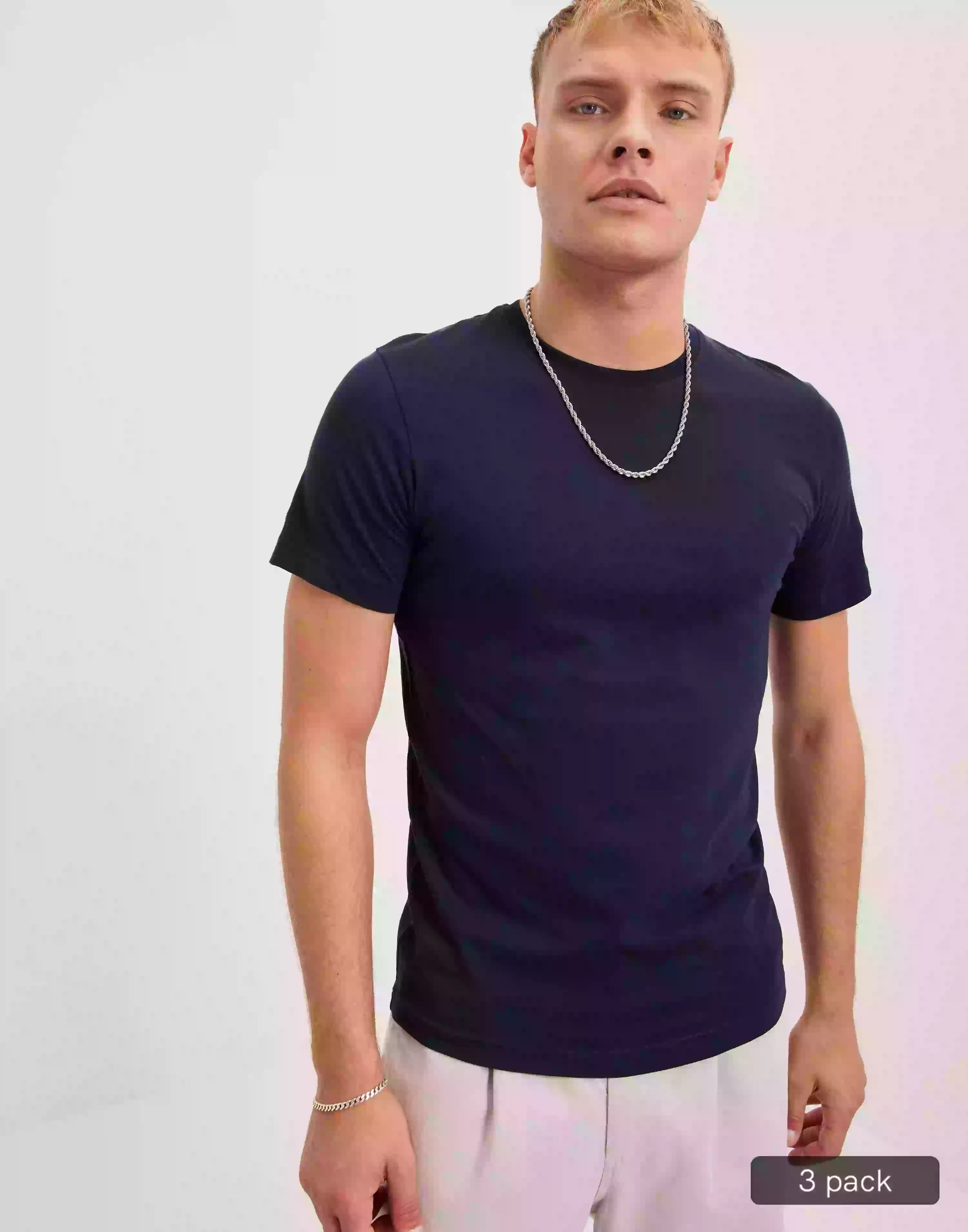 Selected Homme Slhaxel Ss O-Neck Tee 3 Pack Noos T-Shirt & Singletter Navy Blazer