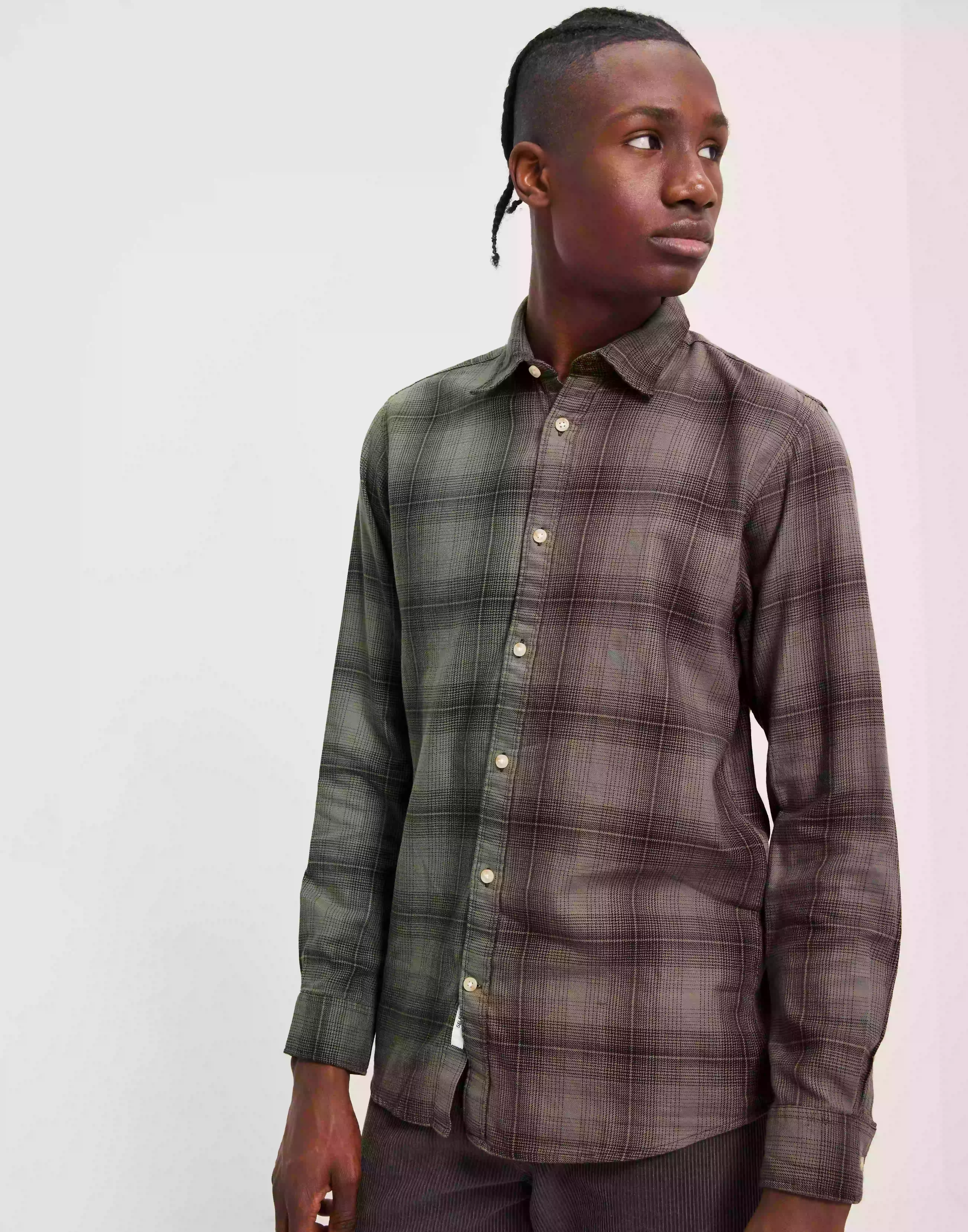 Selected Homme Slhslimrobin Shirt Ls W Camp Vardagsskjortor Deep Lichen Green Checks