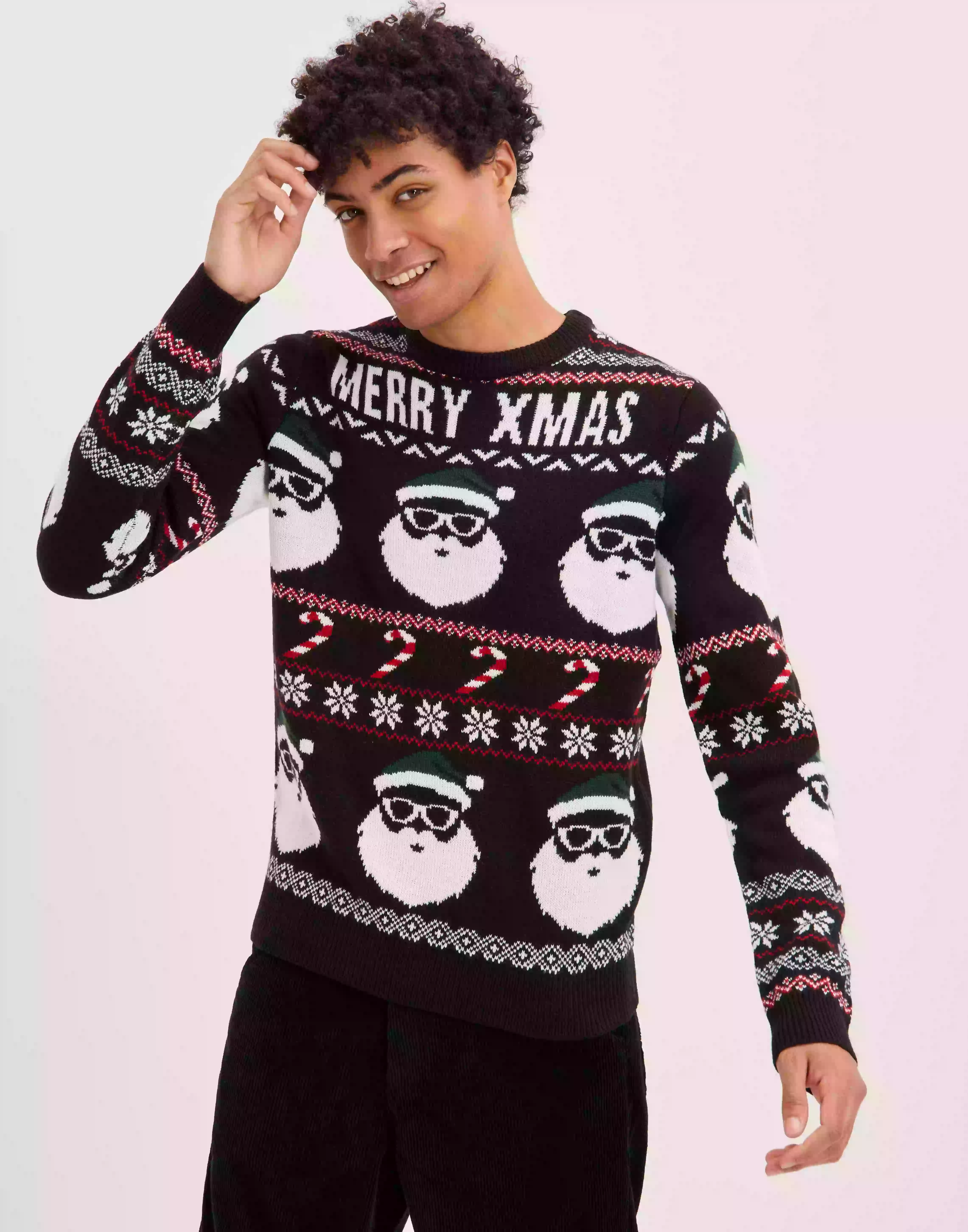 Only & Sons Onsxmas Santa Jaq Reg Crew Knit 399 Jultröjor Black