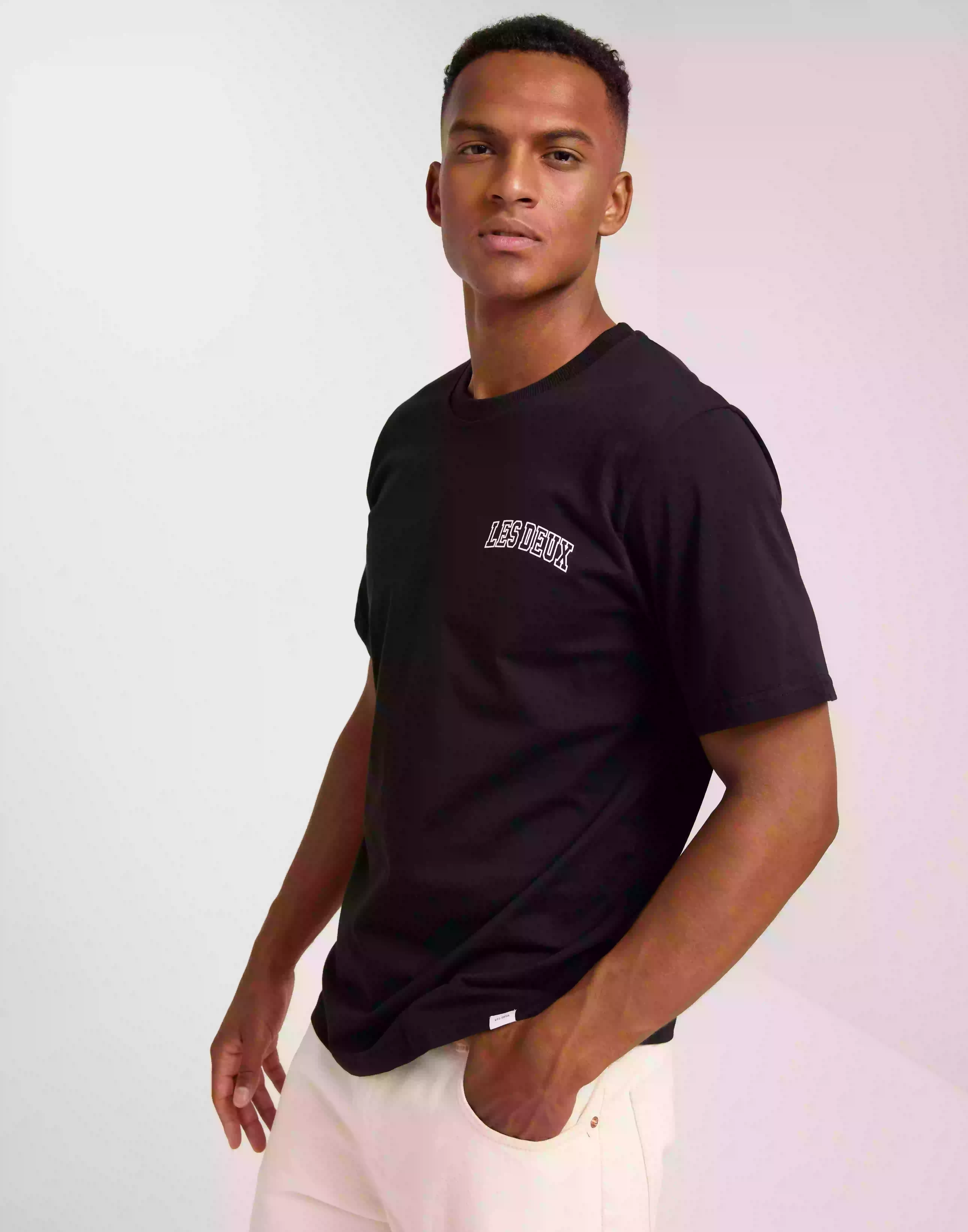 Les Deux Blake T-Shirt T-Shirts & Linnen Black/White