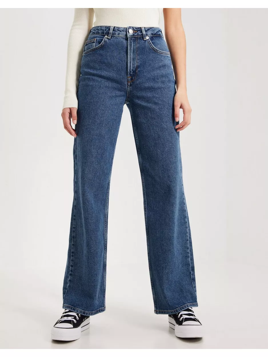 Selected Femme Slfalice Hw Wide Long Mid Blu Jeans Medium Blue Denim