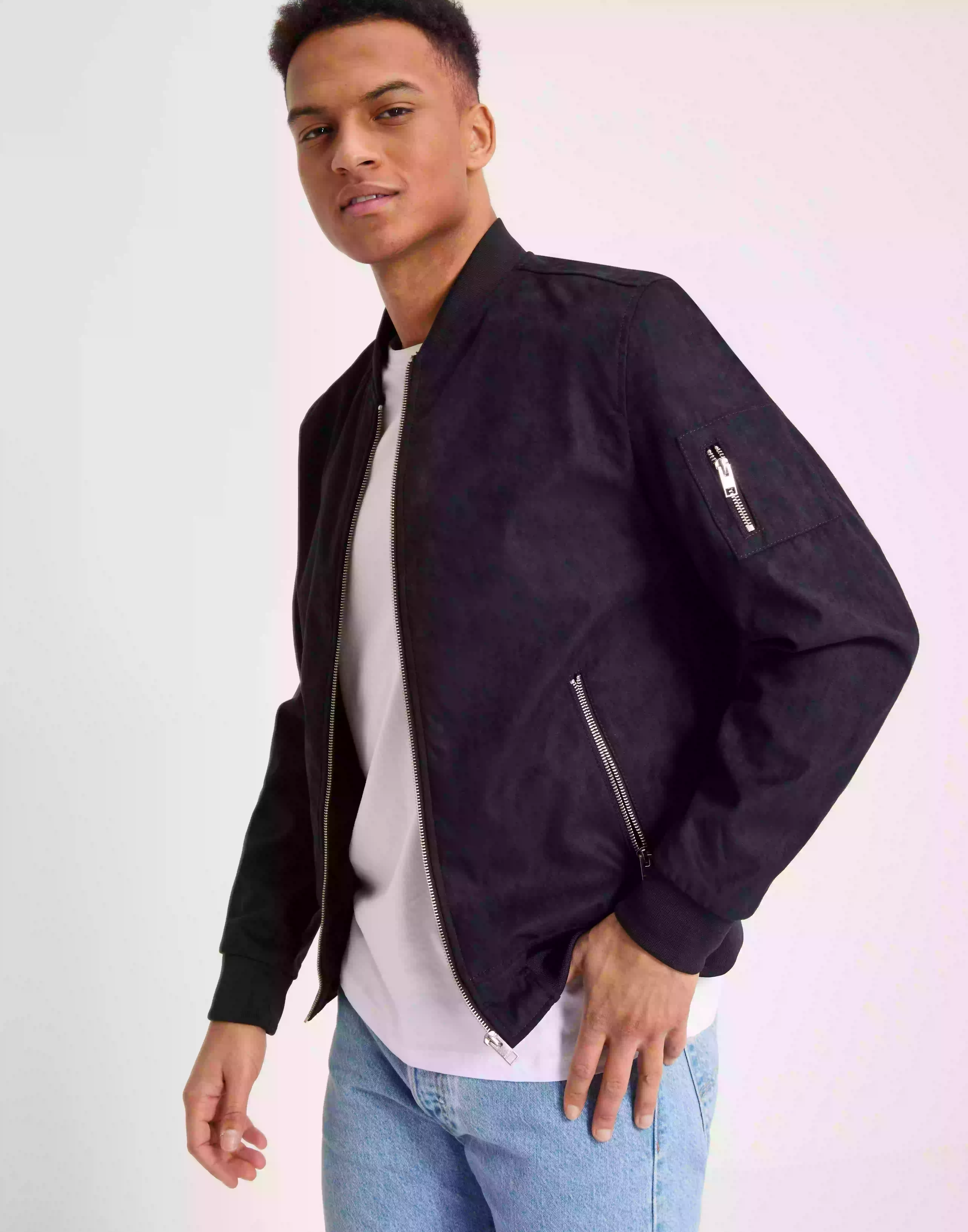 Jack & Jones Jjerocky Faux Suede Bomber Noos Bomberjackor Jet Black