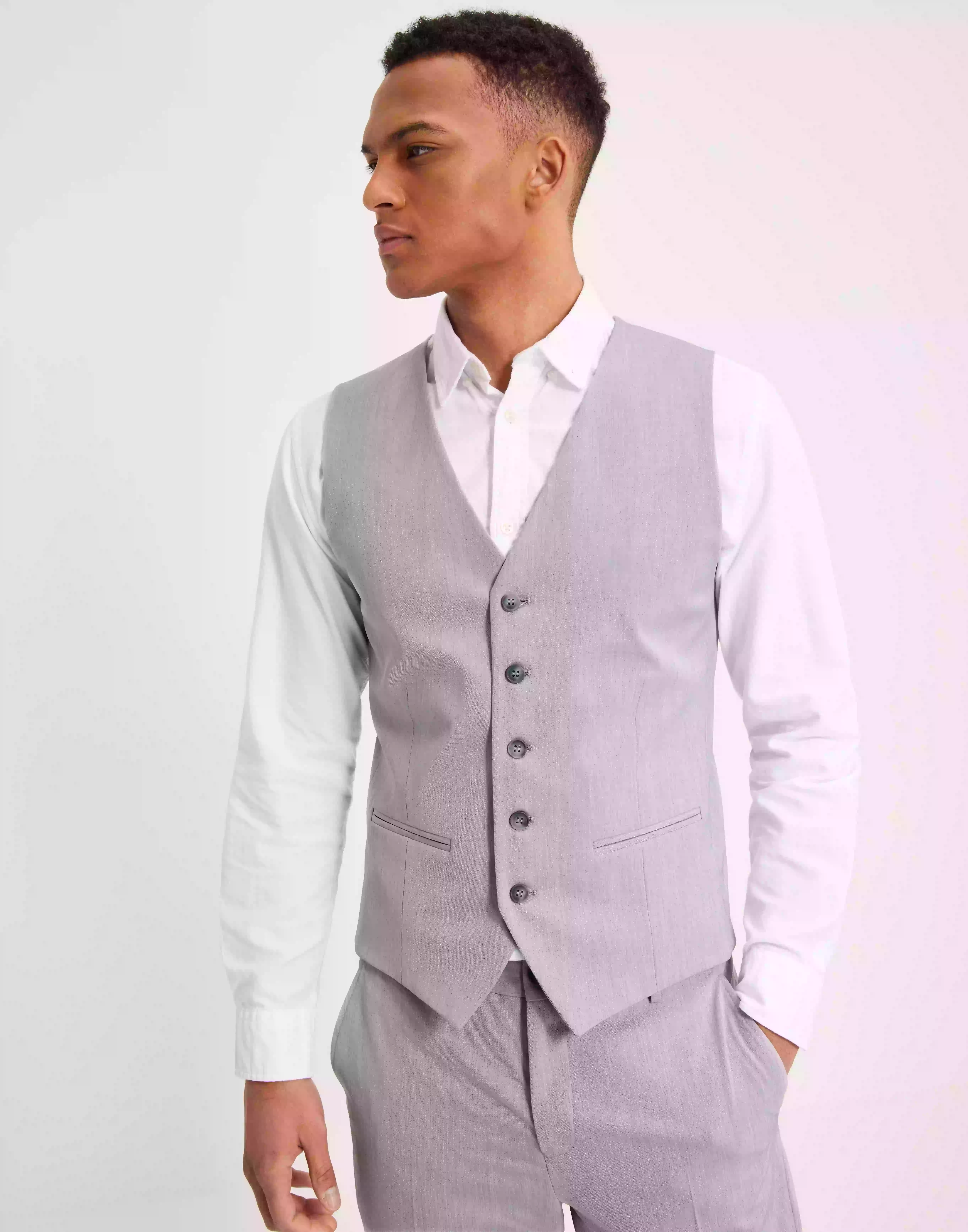 Selected Homme Slhslim-Liam Wct Flex B Noos Kostymvästar Light Grey Melange