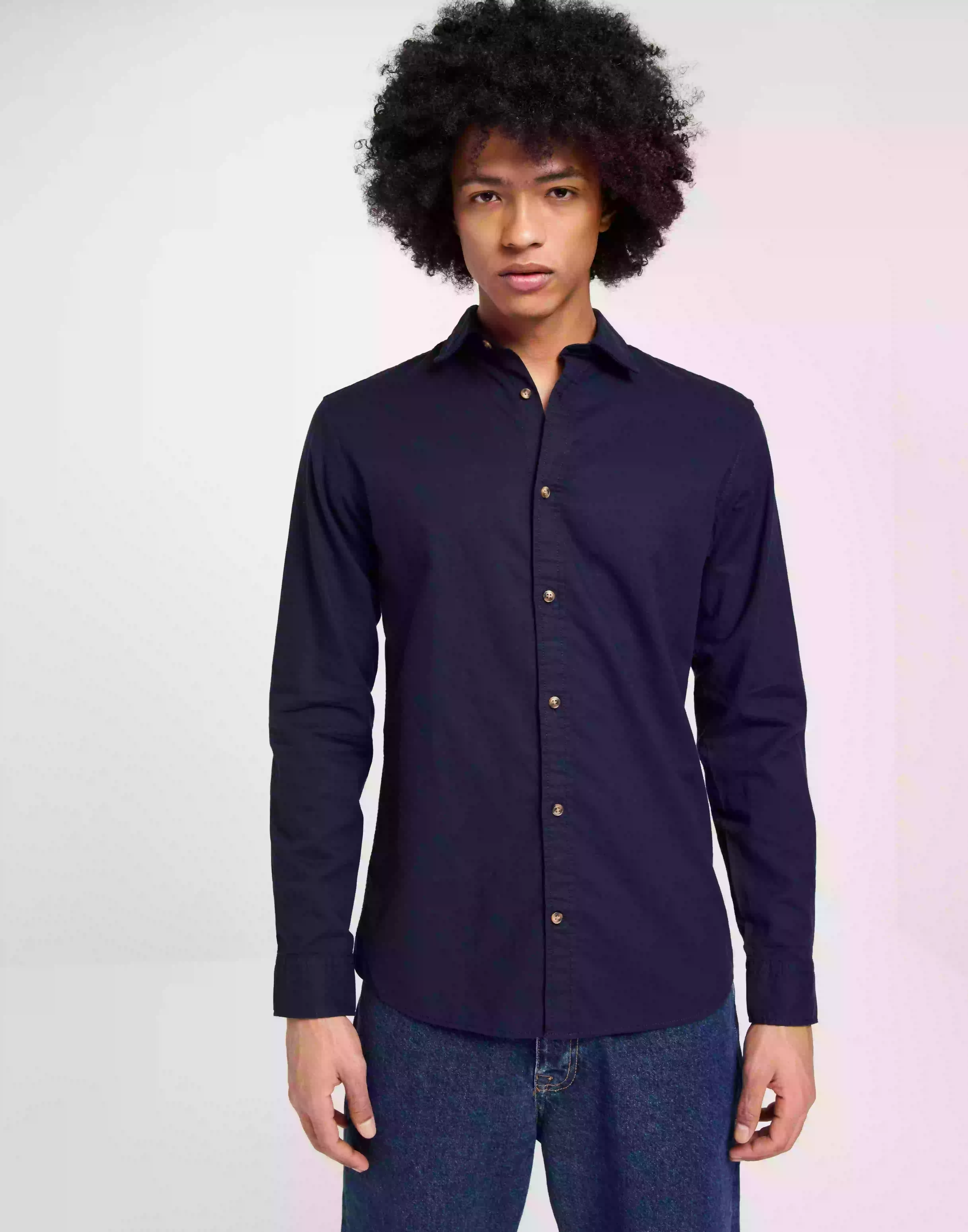 Jack & Jones Jjesummer Shirt L/S S23 Sn Linneskjortor Navy Blazer Slim Fit