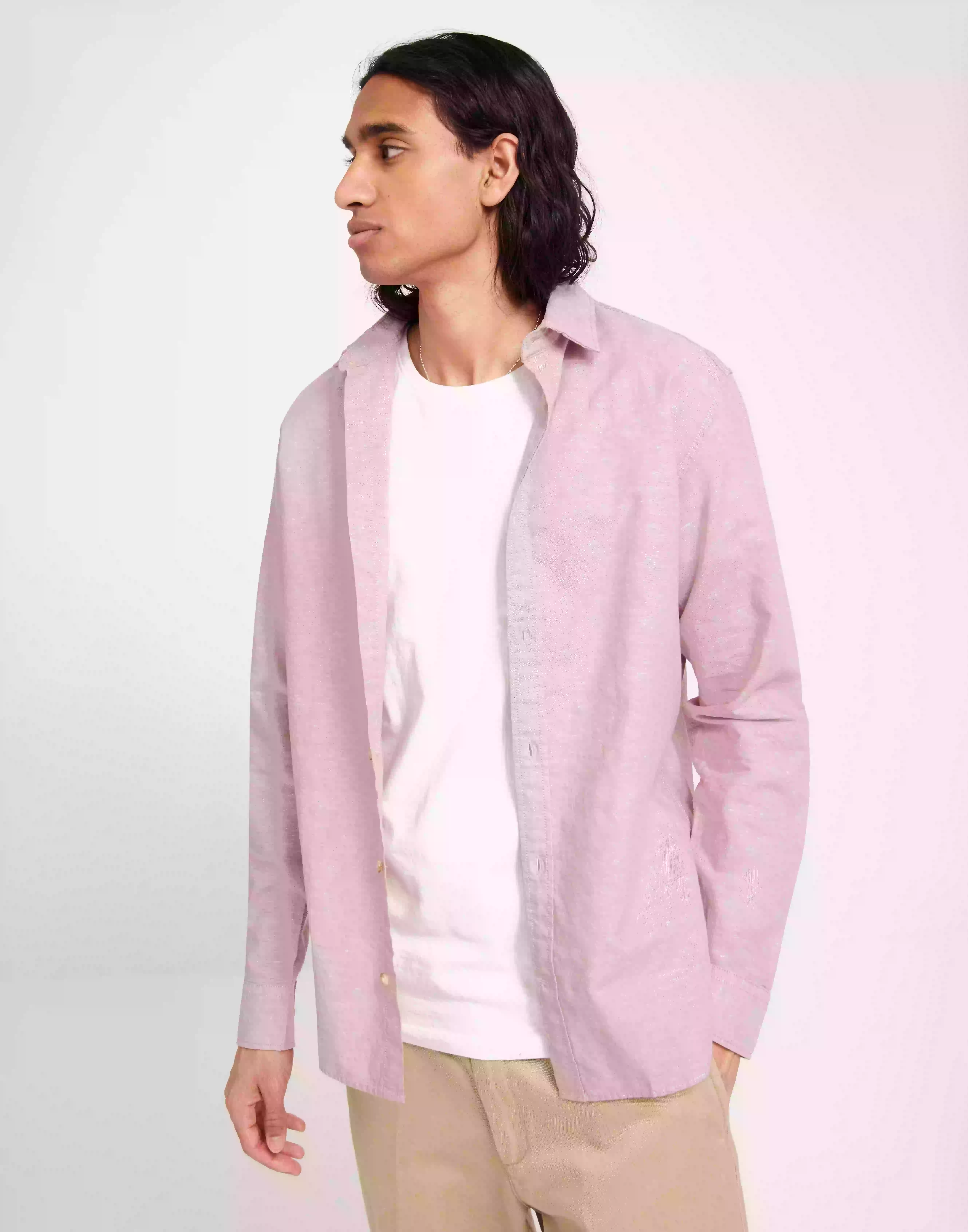 Jack & Jones Jjesummer Shirt L/S S23 Sn Linneskjortor Deauville Mauve Slim Fit