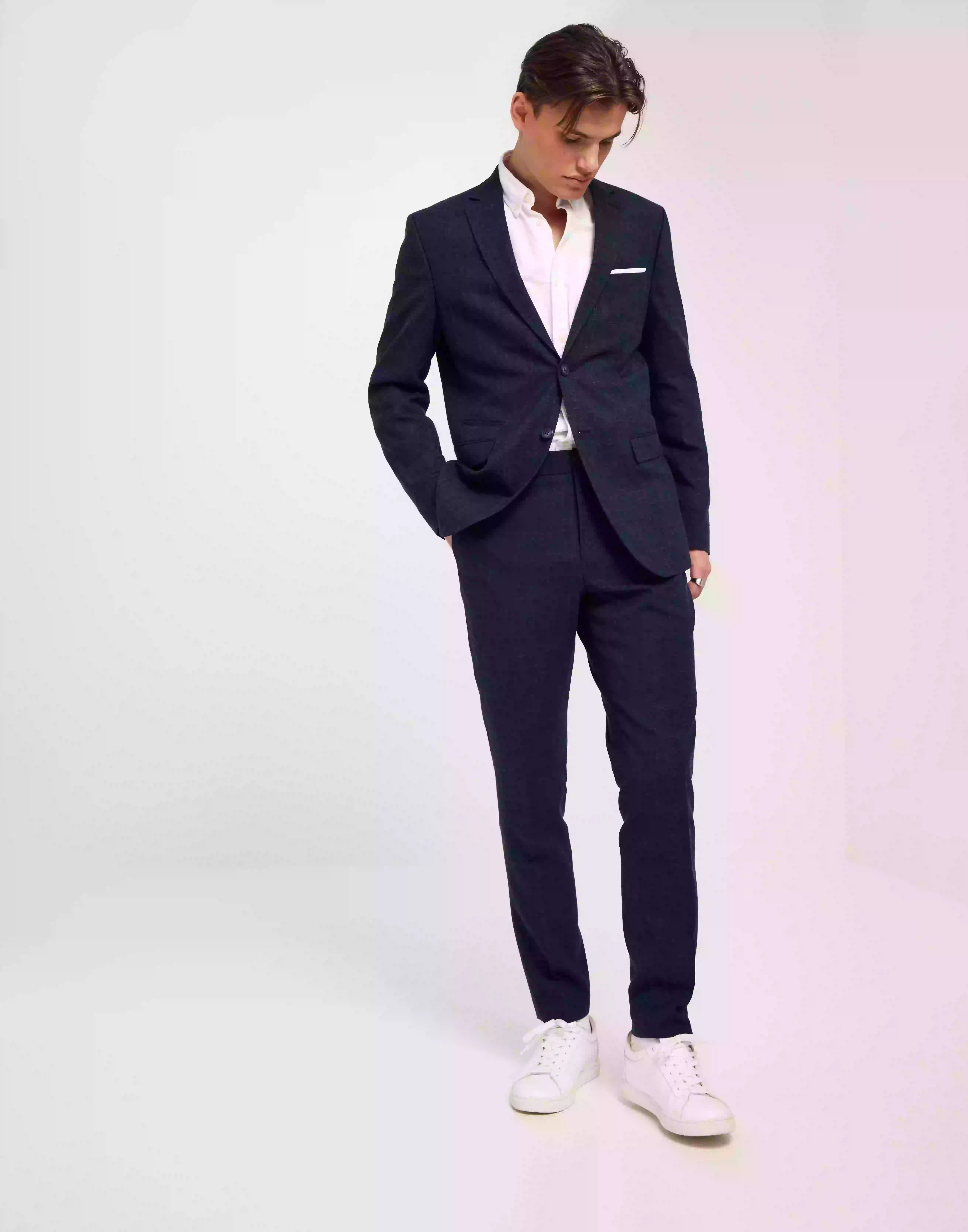 Selected Homme Slhslim-Oasis Linen Trs Noos Linbukser Dark Navy