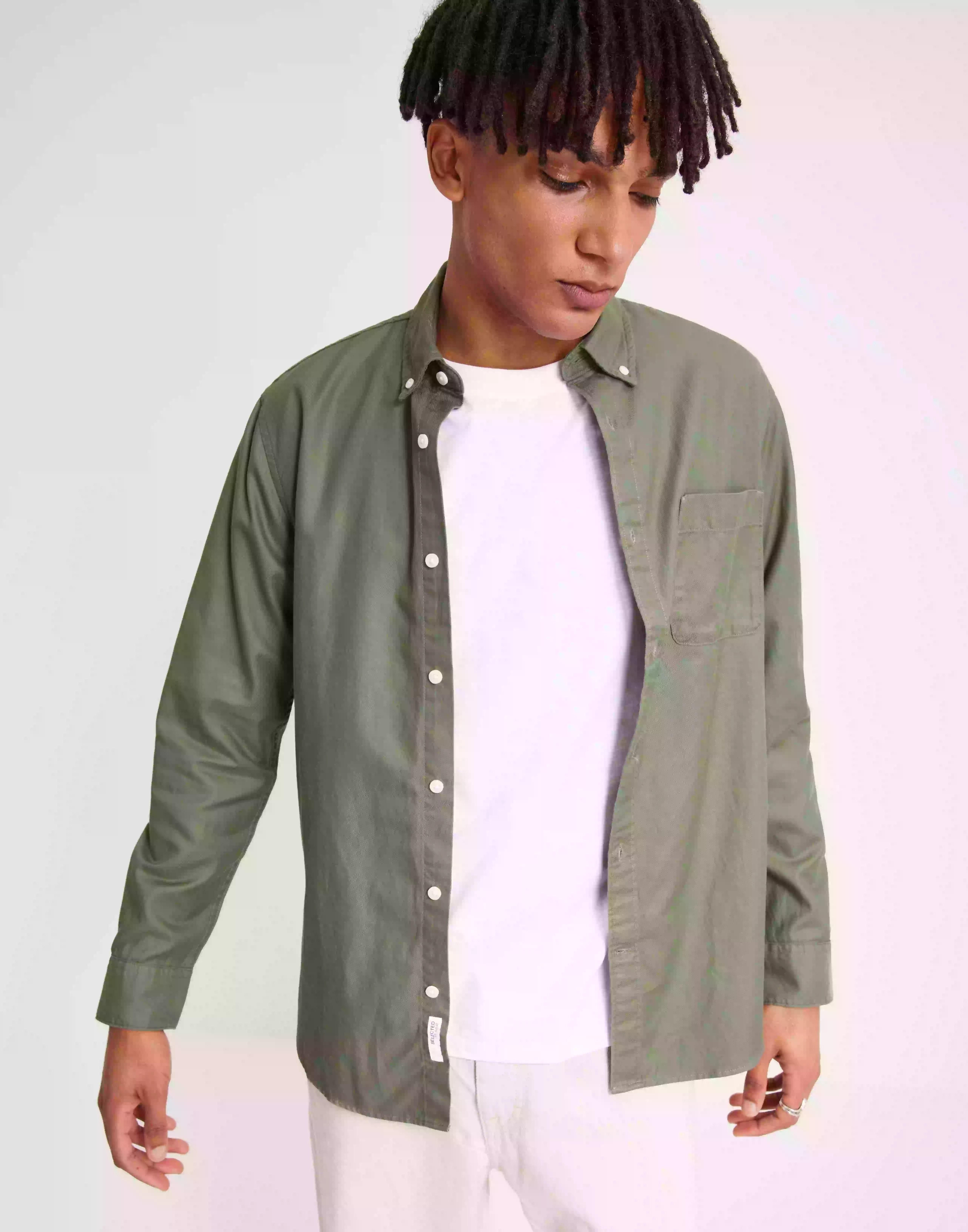 Selected Homme Slhregsten Shirt Ls W Vardagsskjortor Deep Lichen Green