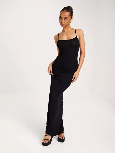 Buy Nelly Soft Long Slip Dress - Black