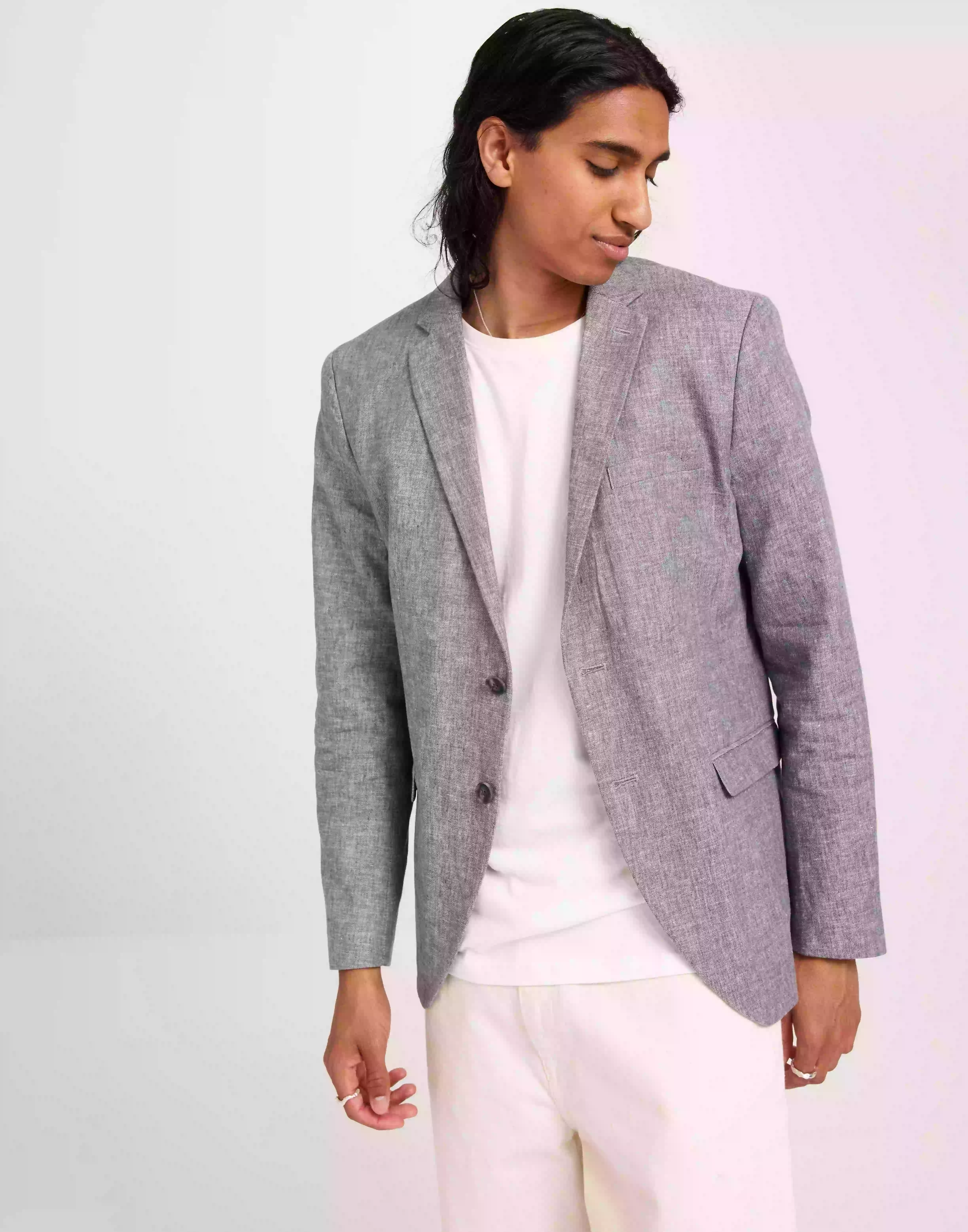 Jack & Jones Jprriviera Linen Blazer Slim Fit Sn Kavajer Light Grey Melange Slim Fit