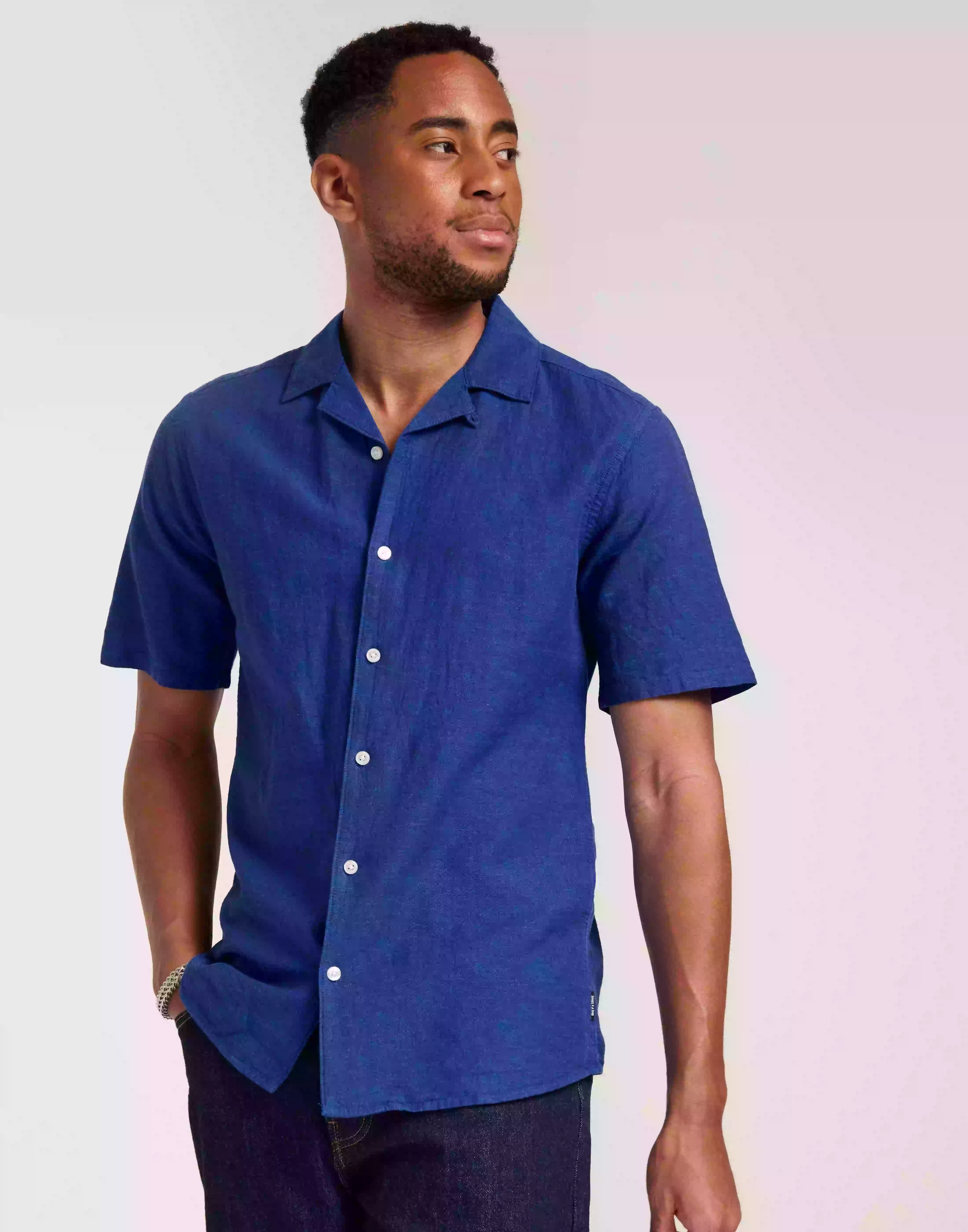 Only & Sons Onscaiden Ss Solid Resort Linen Shi Kortärmade skjortor Turkish Sea