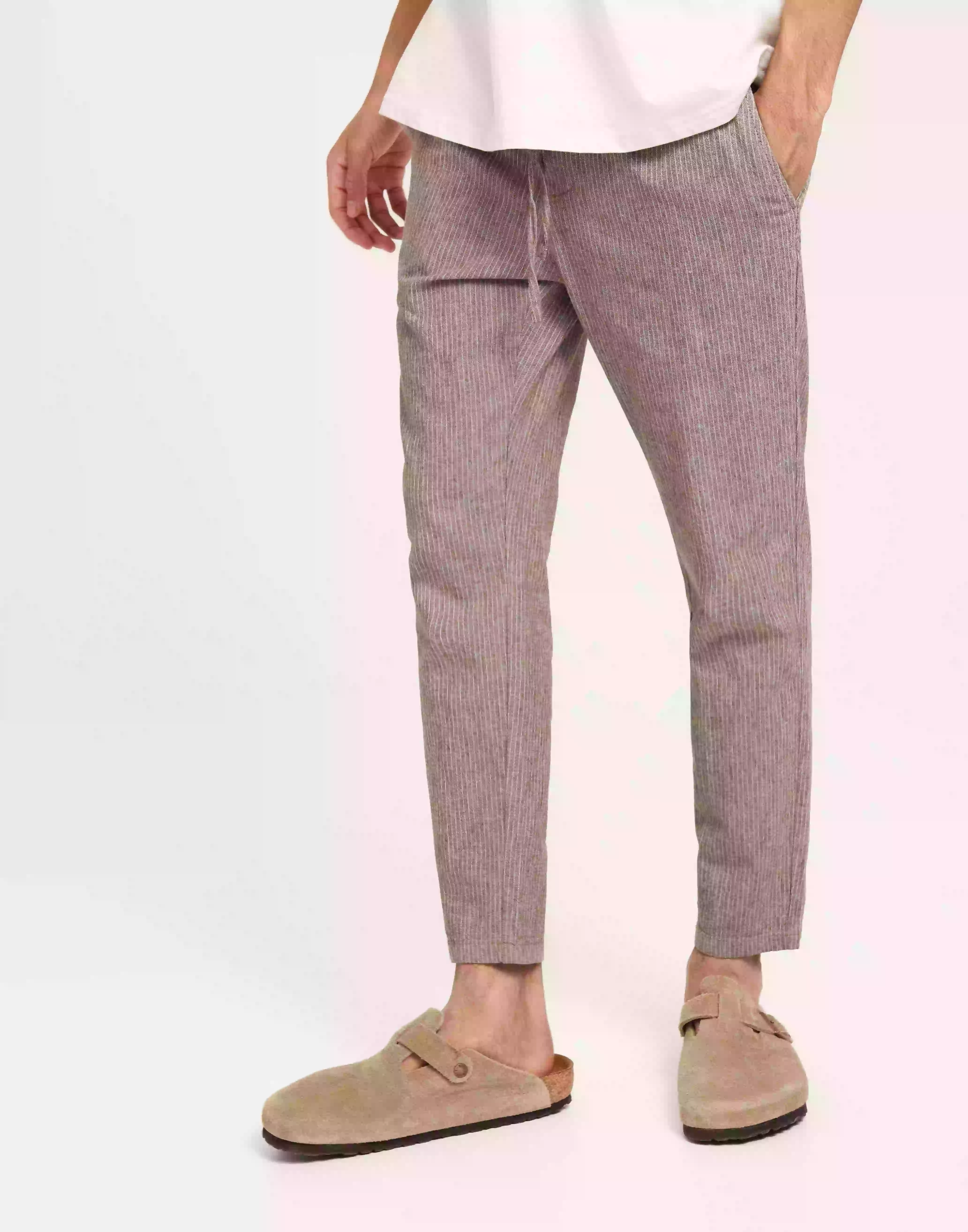 Only & Sons Onslinus Crop Life 0006 Lin Mix Pnt Linnebyxor Teak