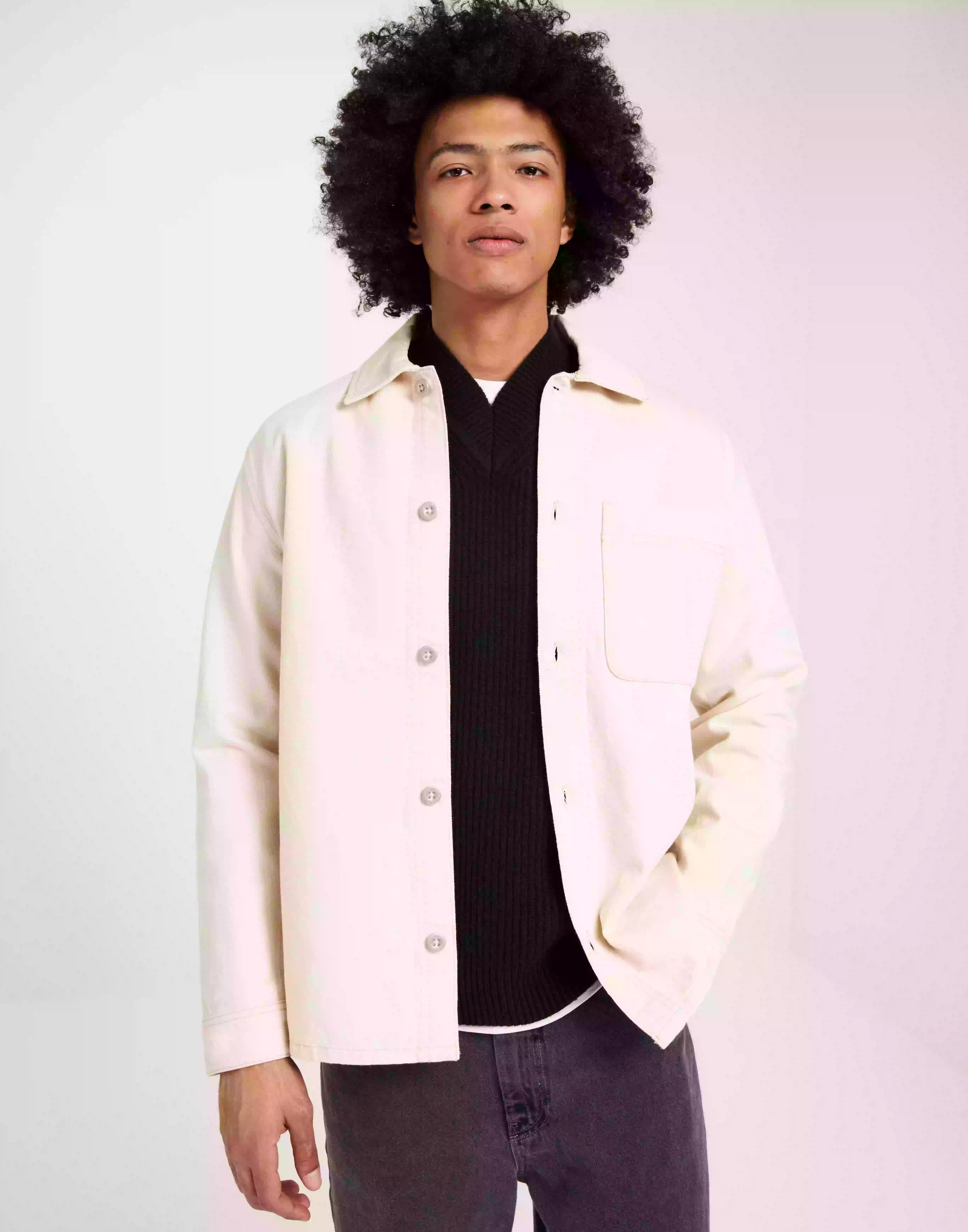 Selected Homme Slhjake 32503 Ecru Overshirt W Jeansskjortor Ecru