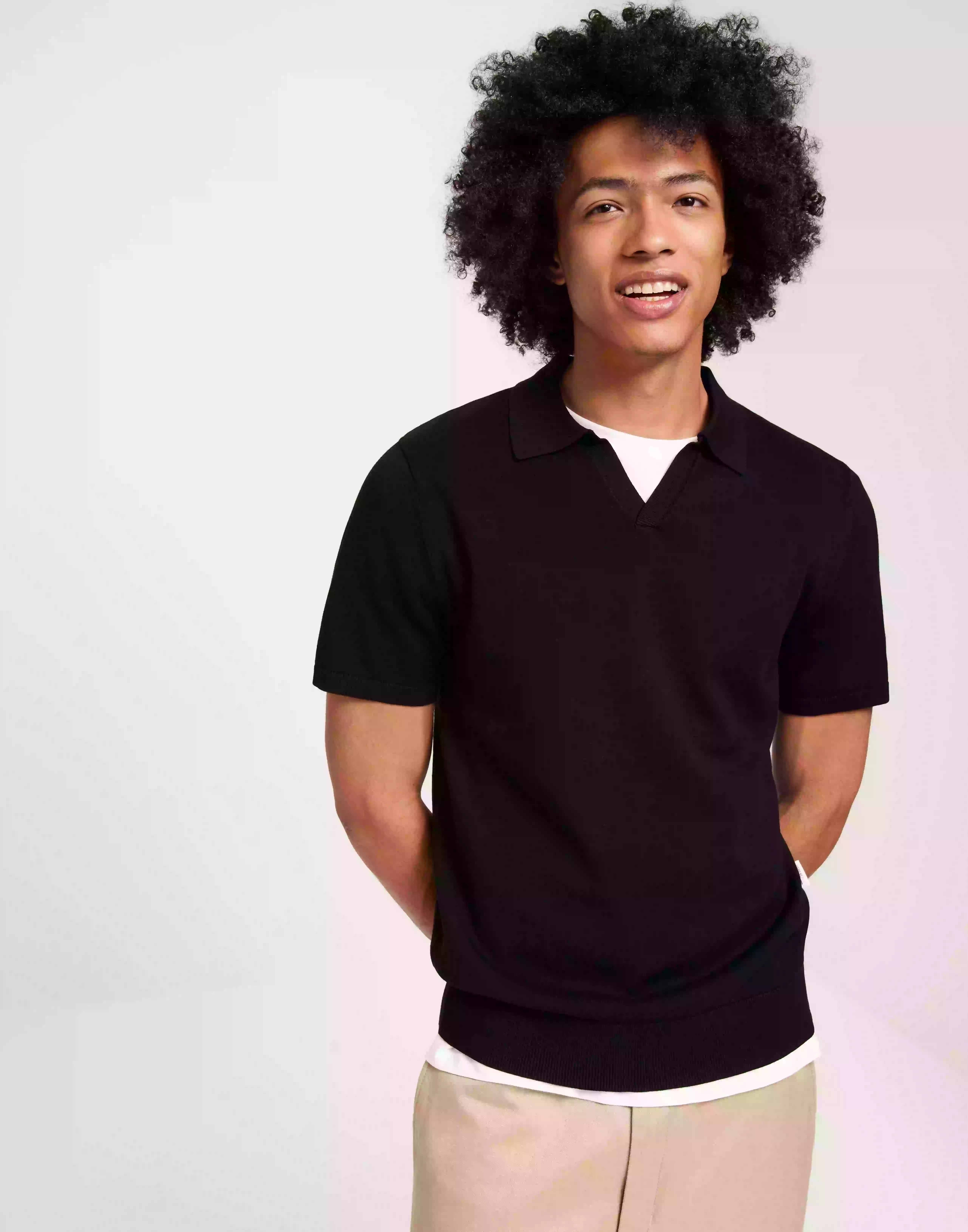 Selected Homme Slhteller Ss Knit Polo W Kortärmad piké Black