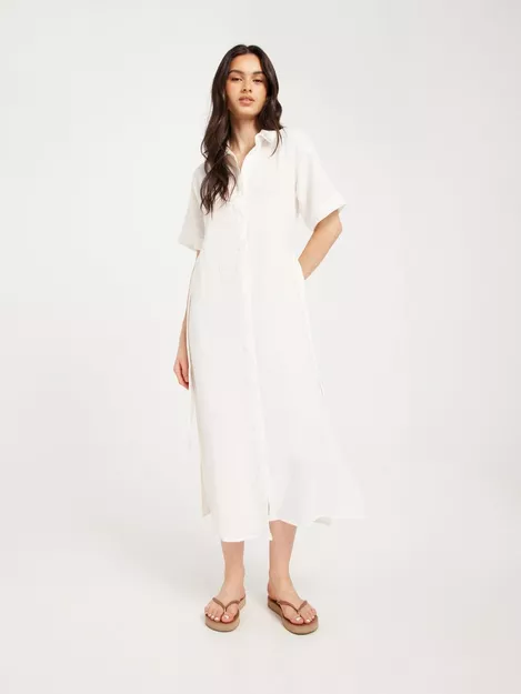 Buy Vero Moda VMNATALI NIA 2/4 CALF SHIRT DRESS W - Snow White | Sommerkleider
