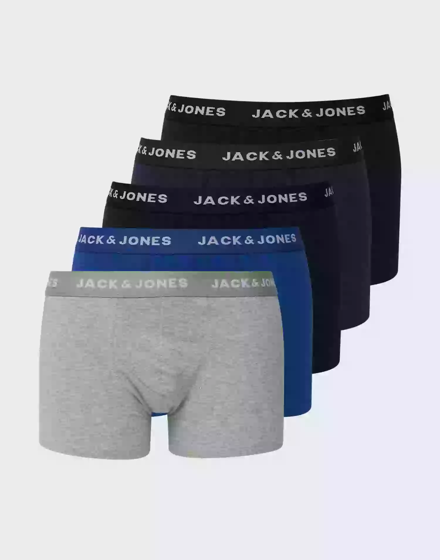 Jack & Jones Jacbasic Plain Trunks 5 Pack Underbukser Black Black - Navy Blazer - Surf The Web