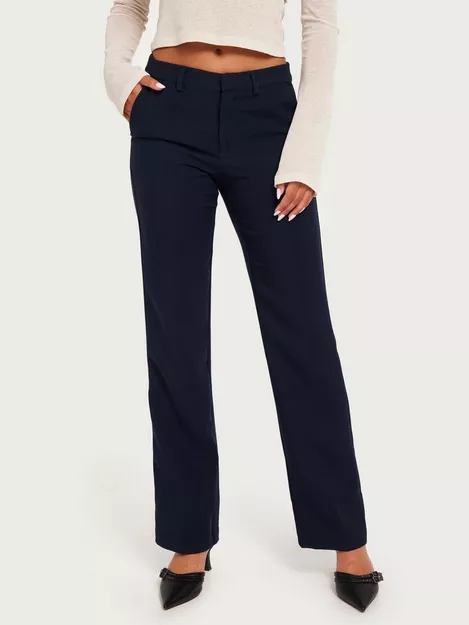 Low-waist Fitted Pants in Navy Blue