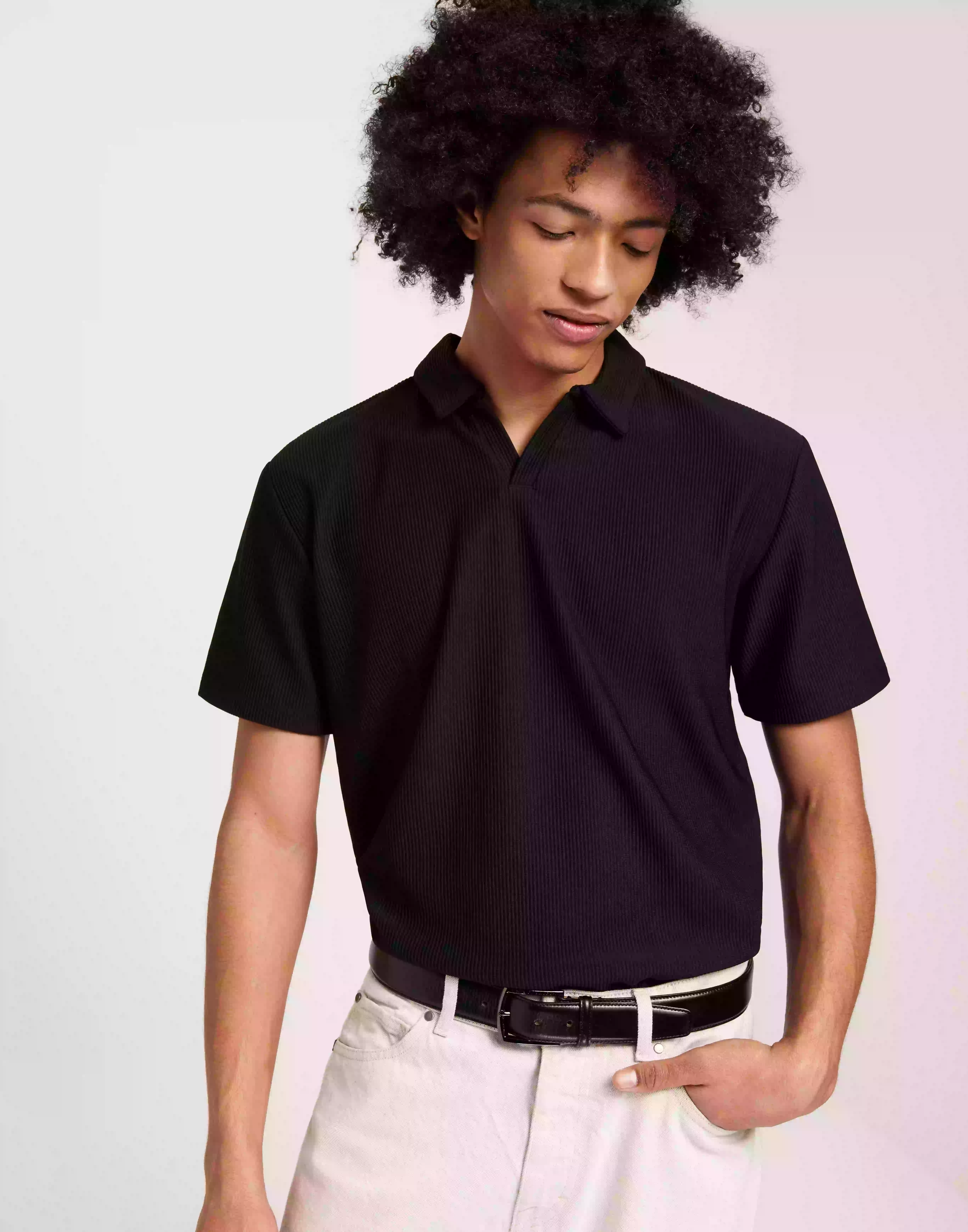Selected Homme Slhrelax-Plisse Resort Polo Ex Kortärmad piké Black