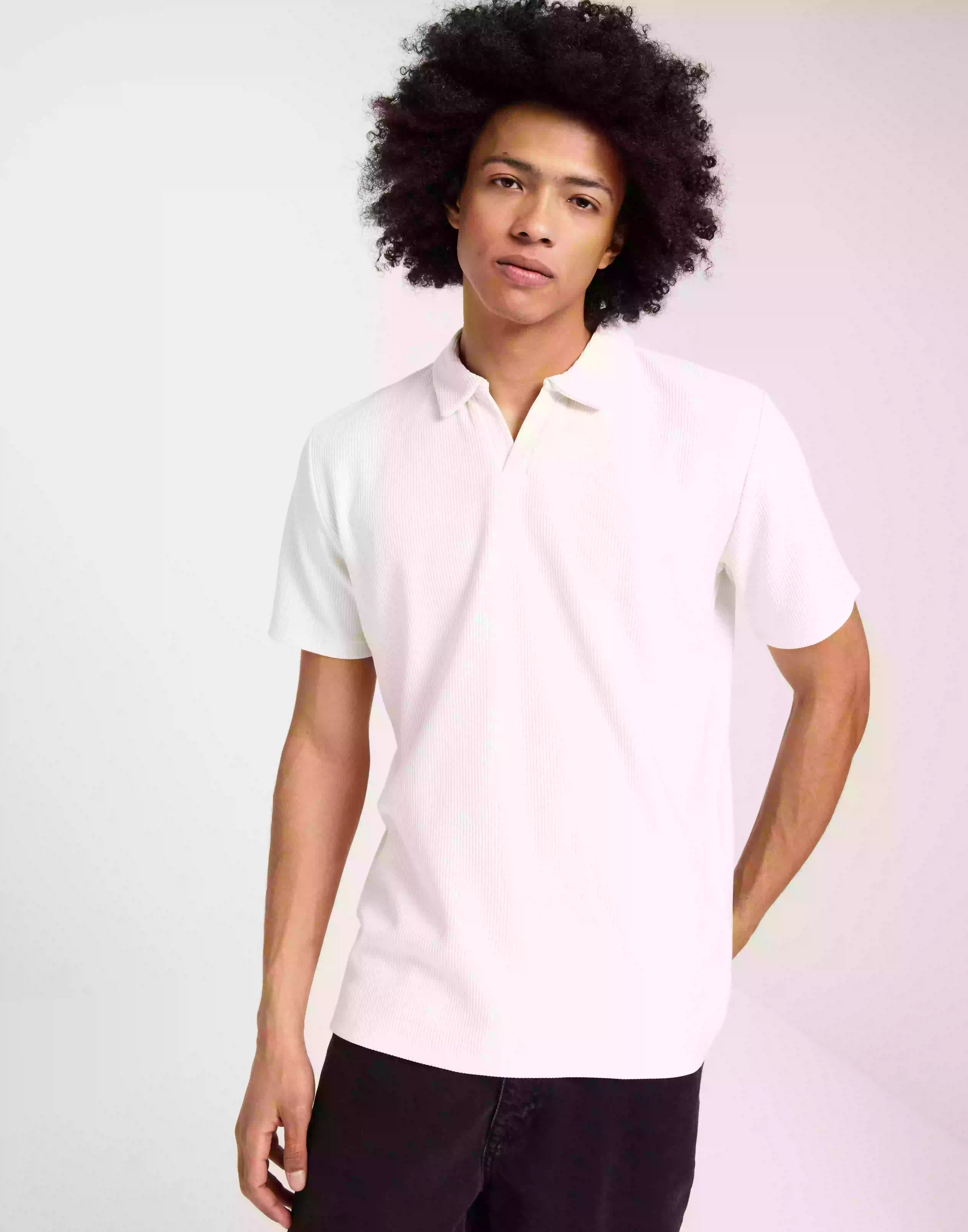 Selected Homme Slhrelax-Plisse Resort Polo Ex Kortärmad piké Egret