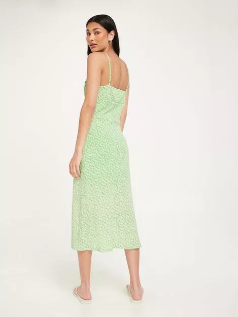 Buy Only ONLPELLA S/L LONG SLIT DRESS Green Bloom Summer JRS - White CS