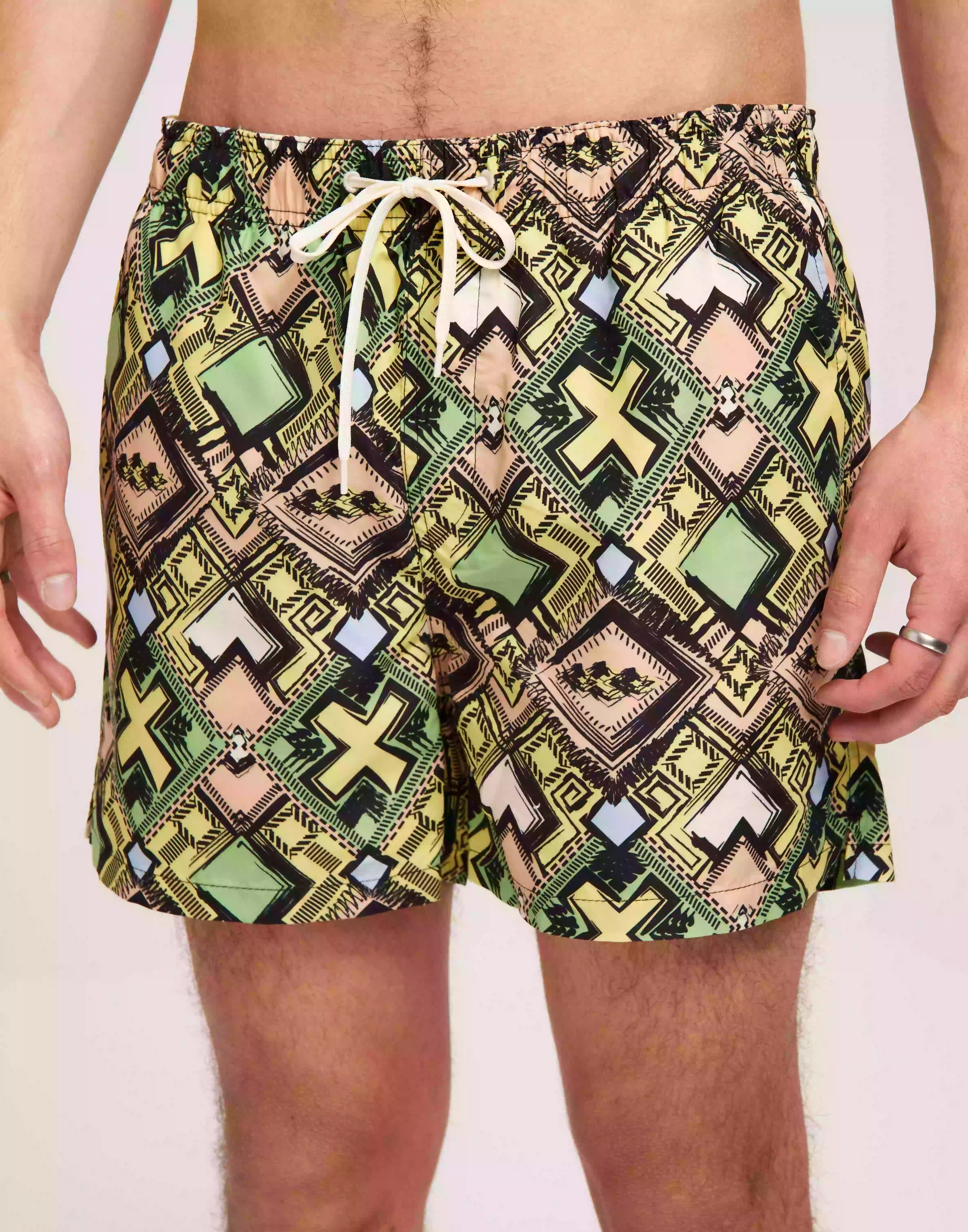 Selected Homme Slhdane Aop Swimshorts W Badbyxor Pink Sand Graphic