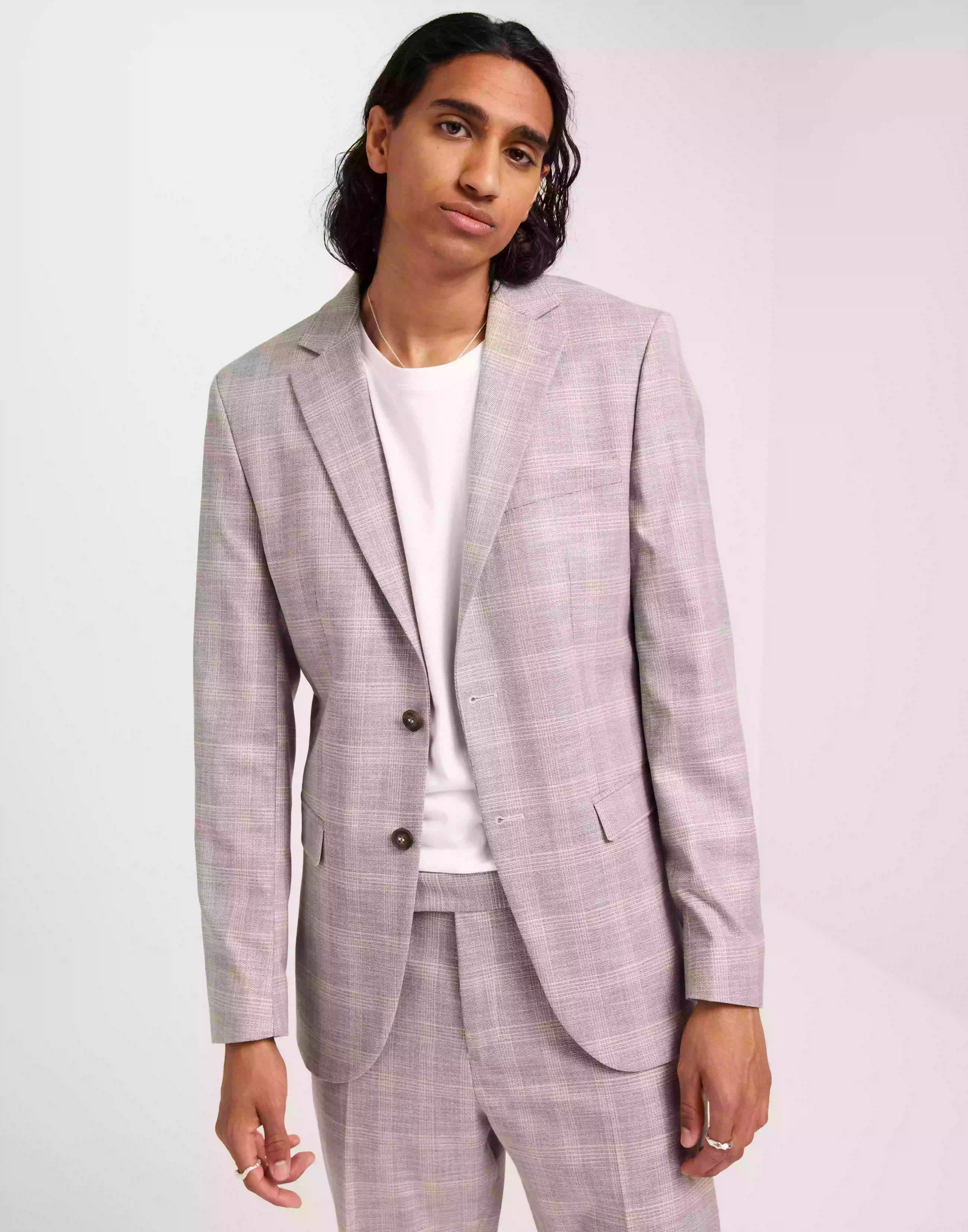 Selected Homme Slhslim-Neil Sand Check Blz B Kavajer Sand Grey