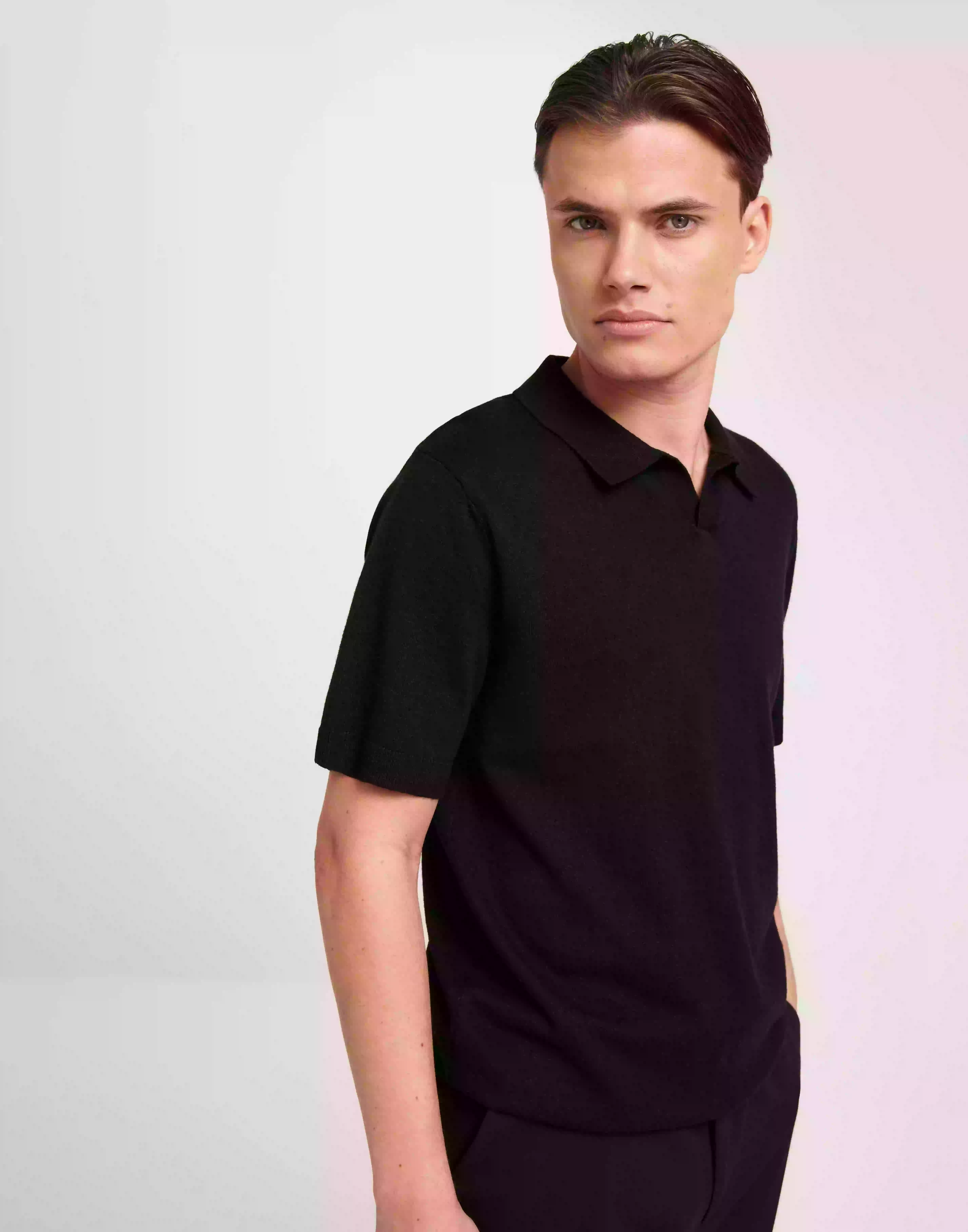 Selected Homme Slhlake Linen Ss Polo B Kortärmad piké Black