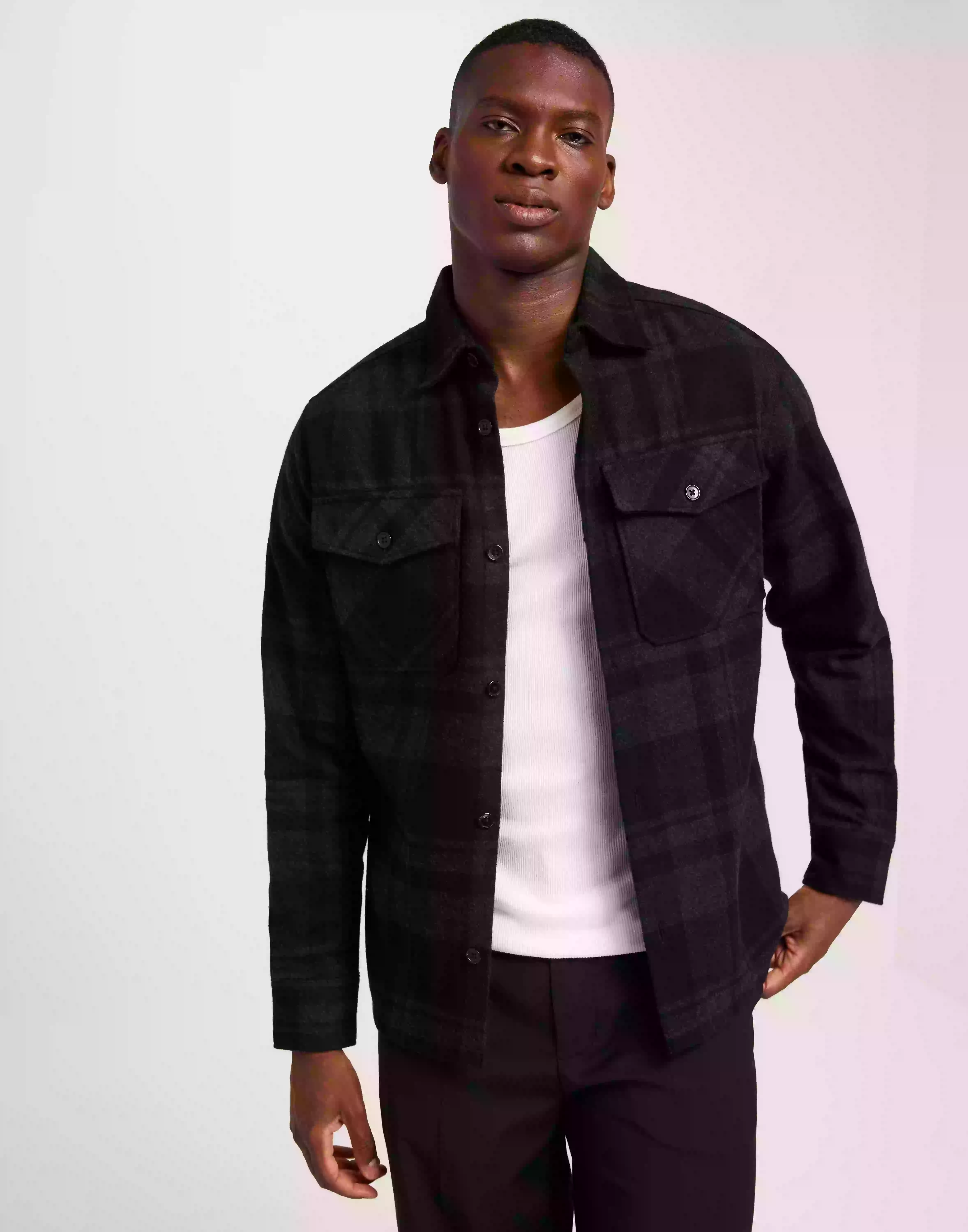 Jack & Jones Jprroy Check Overshirt L/S Sn Overshirts Dark Grey Melange Comfort Fit
