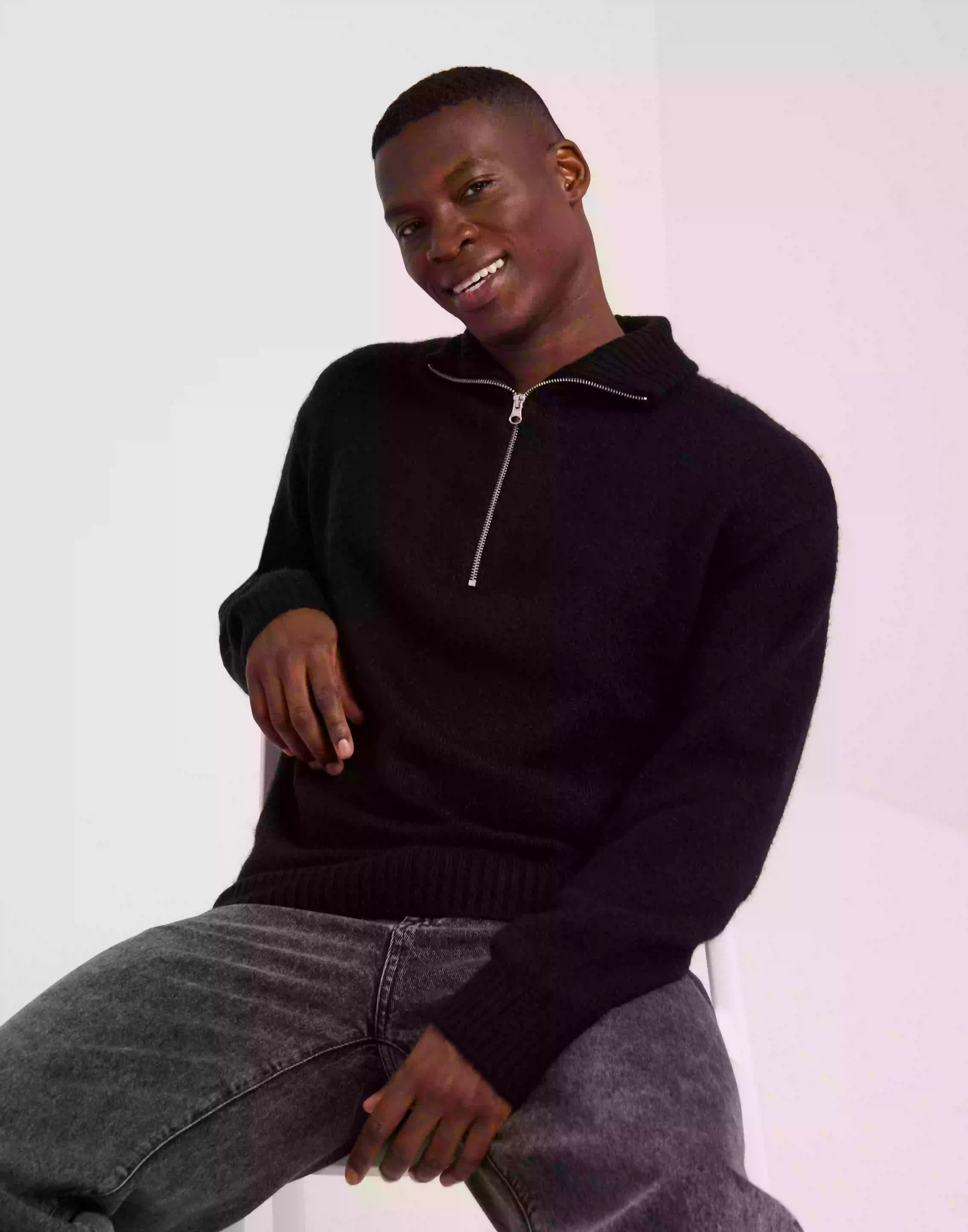 Jack & Jones Jorollie Knit Half Zip Sn Stickade tröjor Black