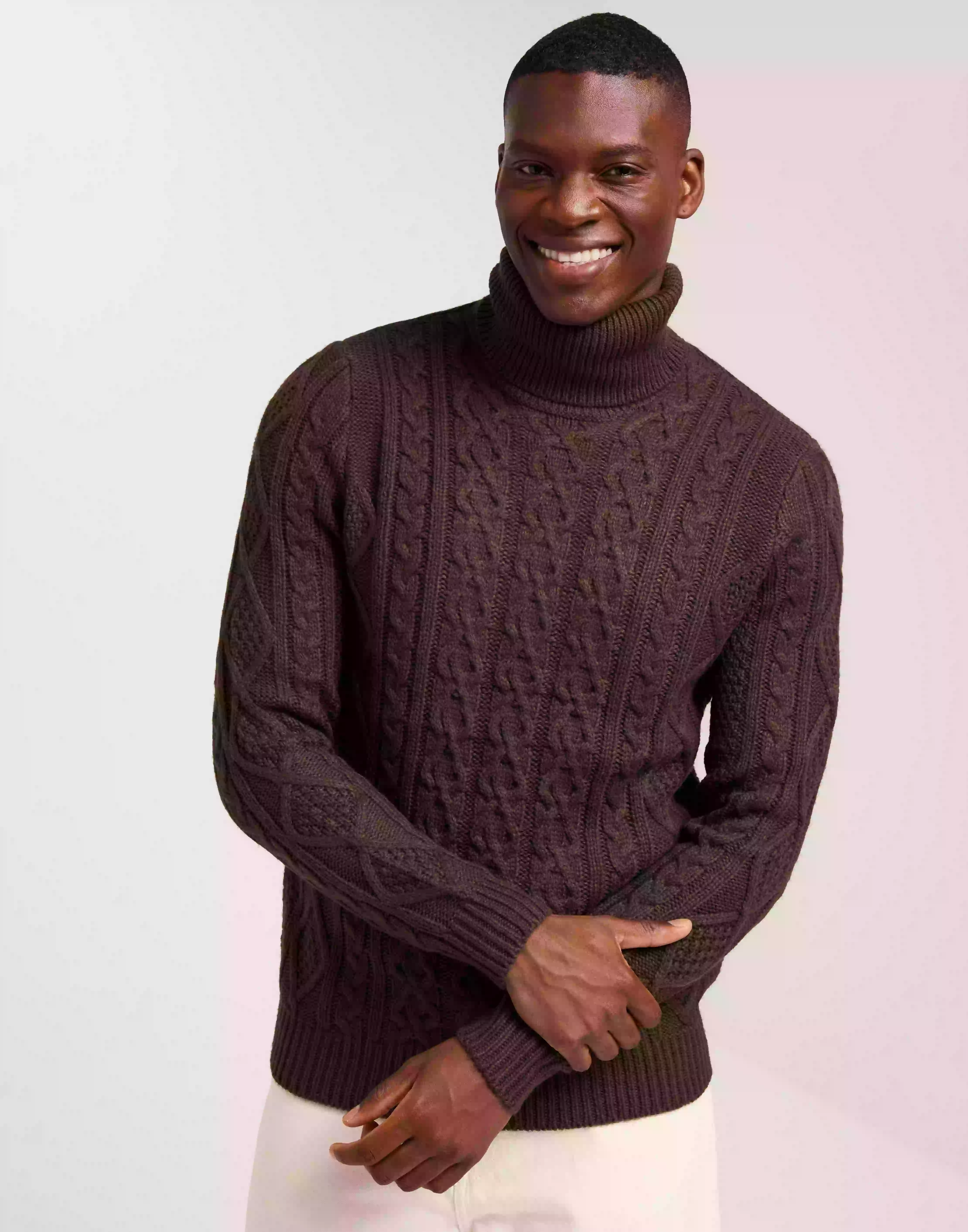 Only & Sons Onsrigge Reg 3 Cable Roll Neck Knit Stickade tröjor Hot Fudge